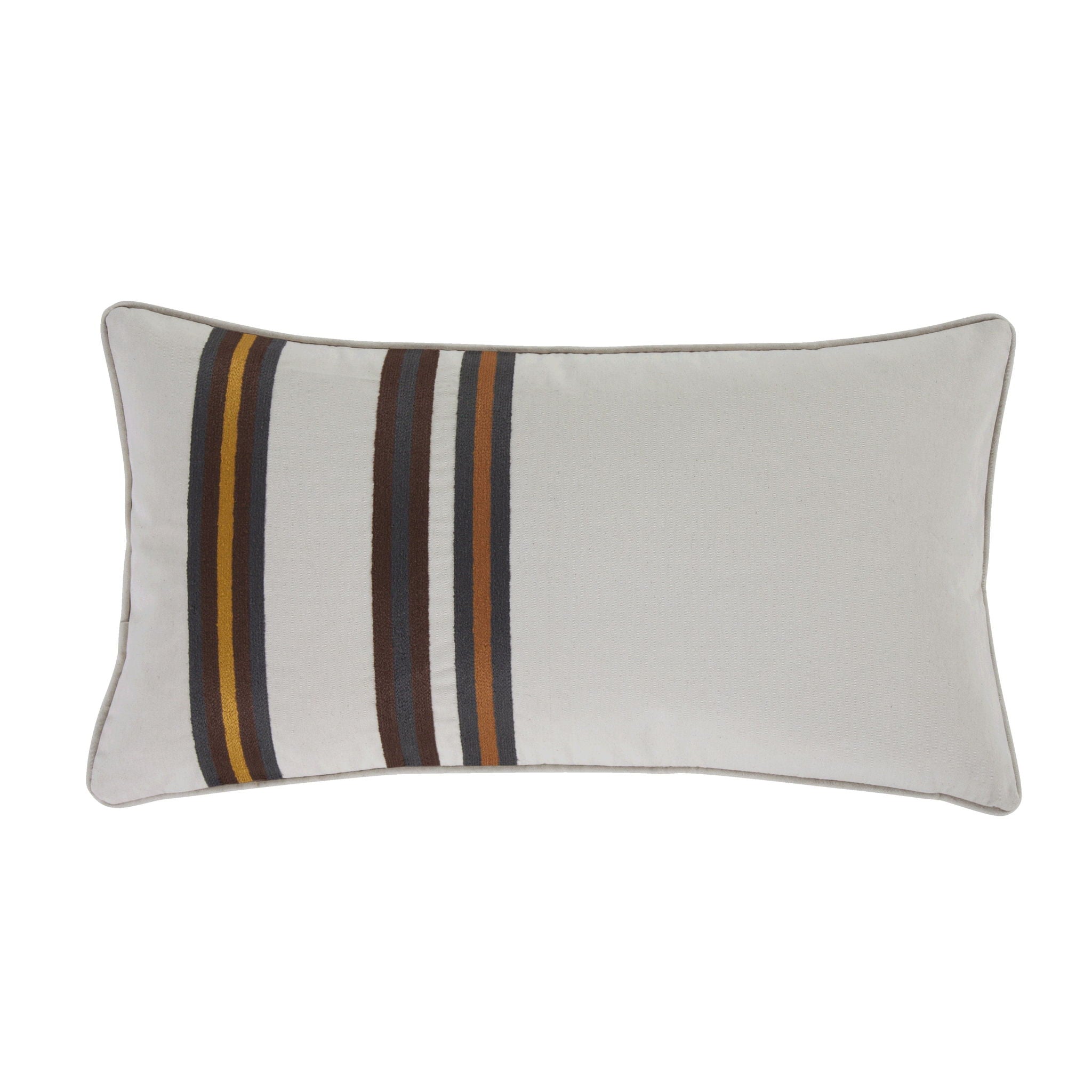 Toluca Canvas - Embroidered Cotton Lumbar Pillow - Multi Color