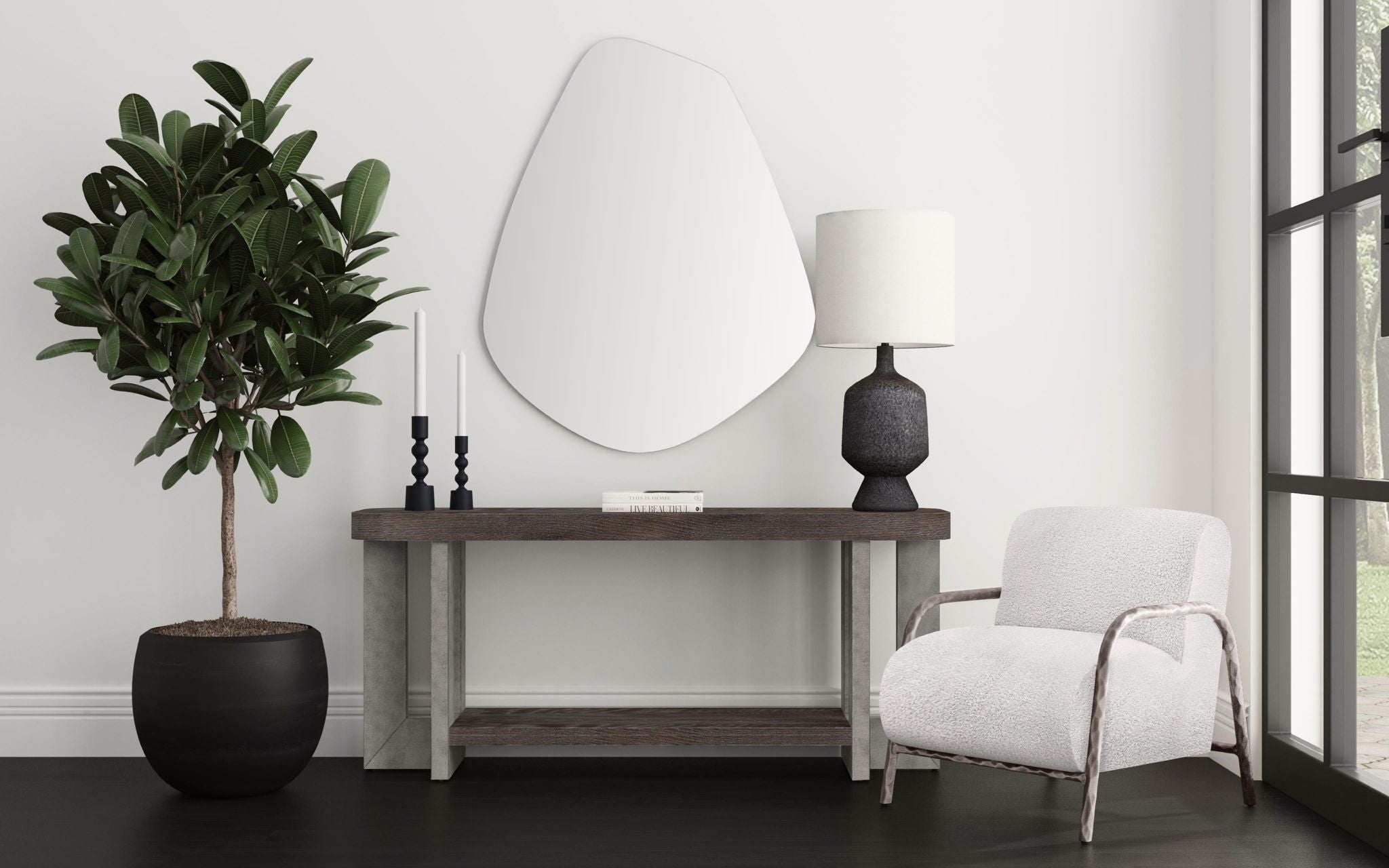 Nova - Console Table - Cerused Charcoal Oak