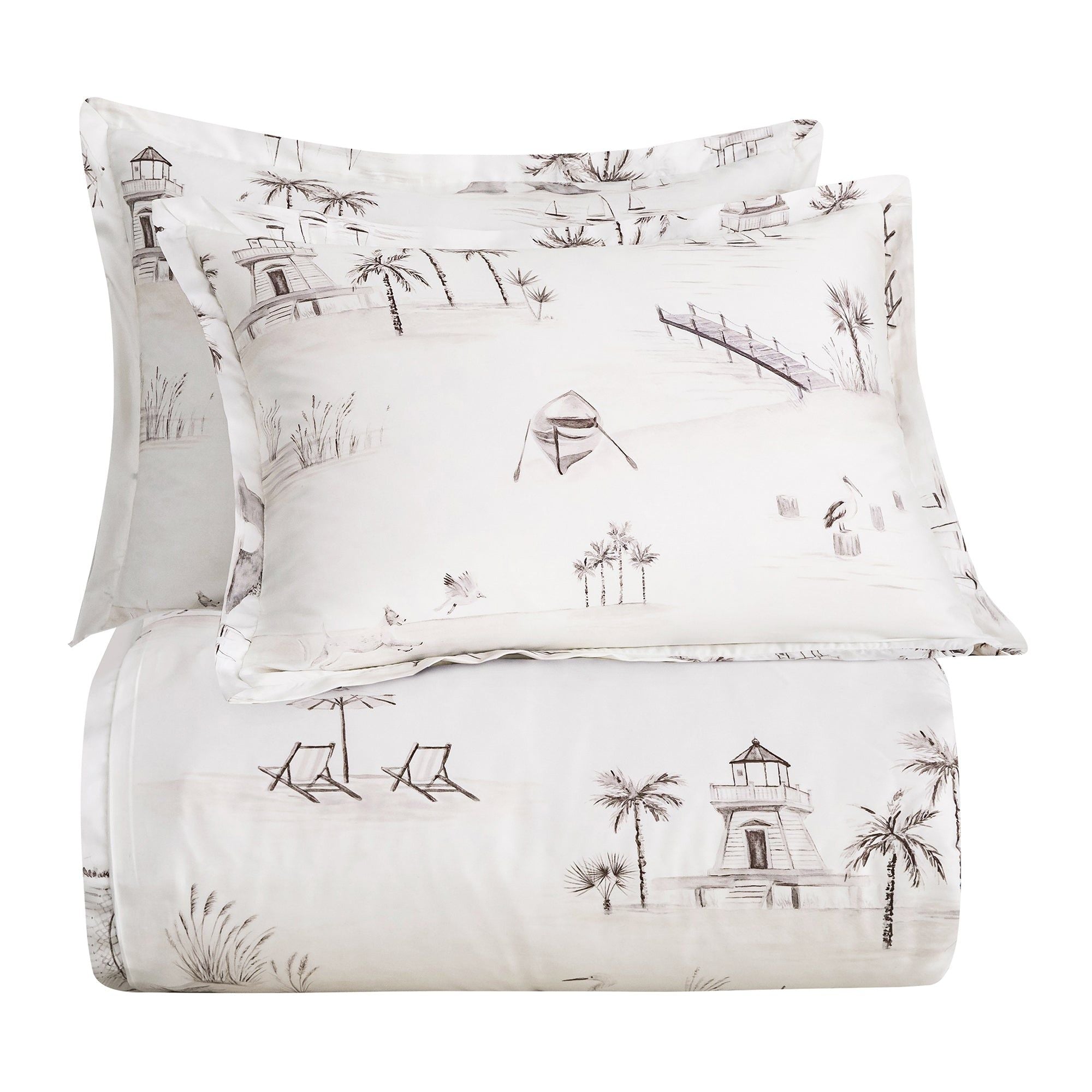 Lyocell - Queen Seaside Eucalyptus Comforter Set (Set of 3) - Taupe