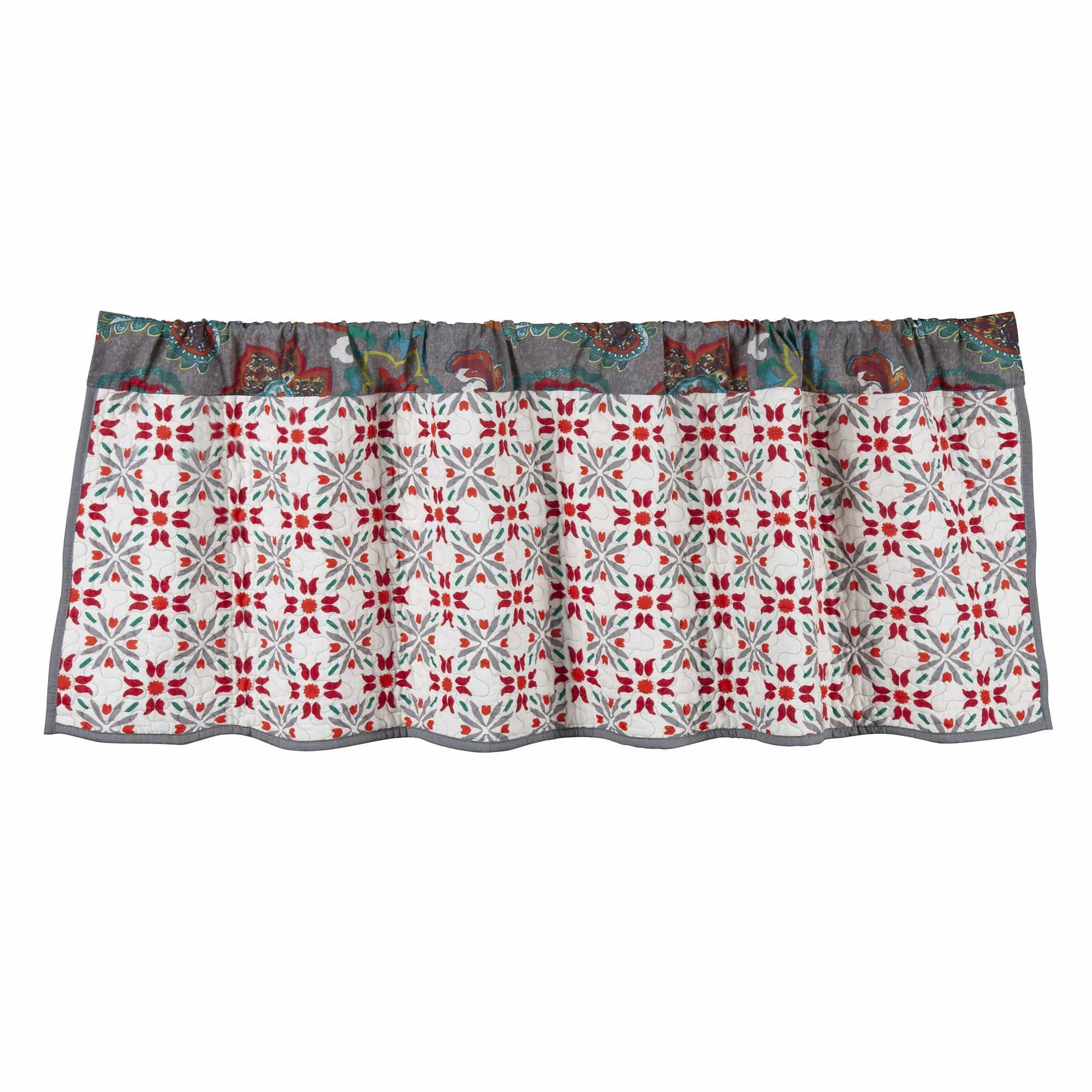 Abbie - Western Paisley Reversible Quilted Valance - Teal