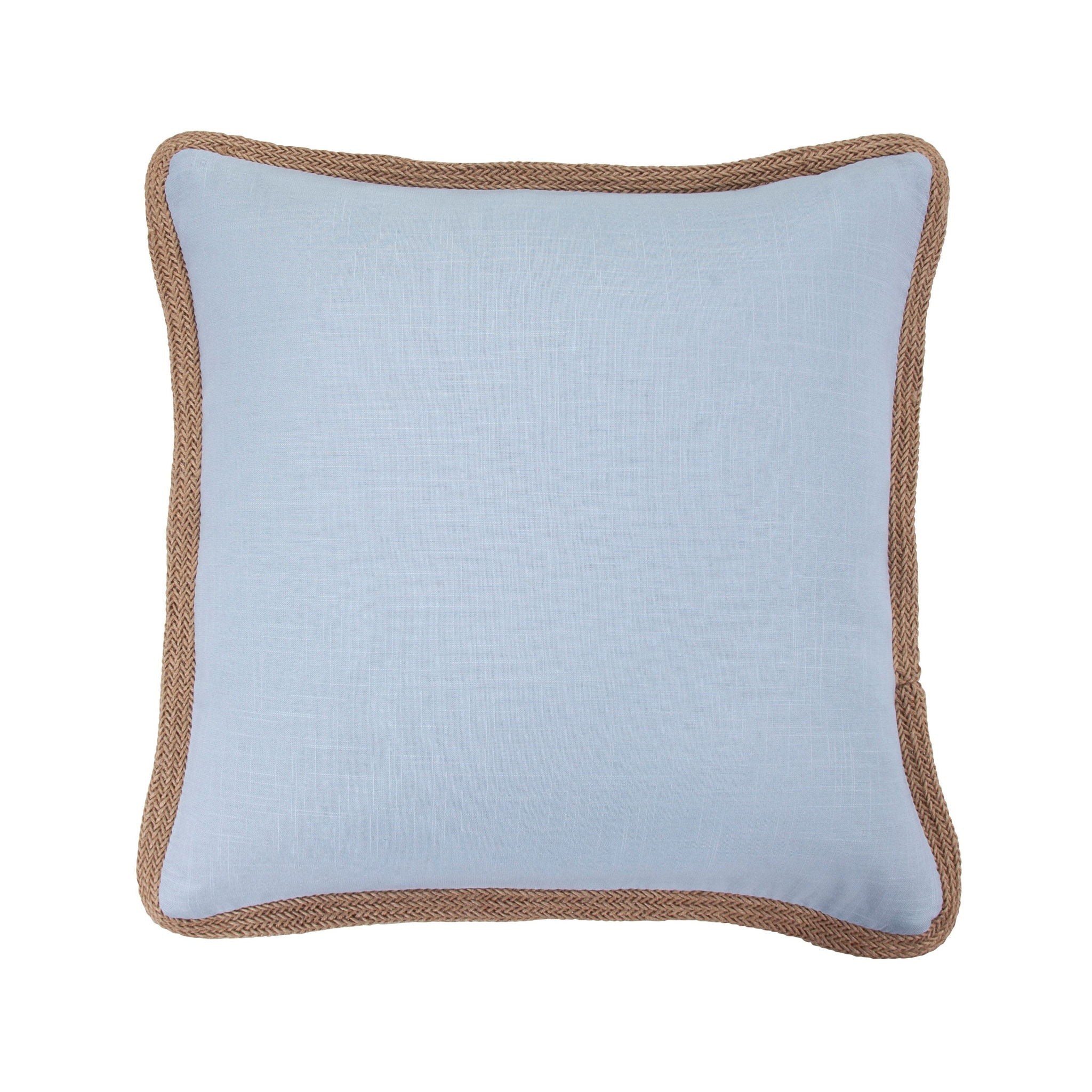 Luna - Washed Linen Jute Trimmed Pillow - Light Blue