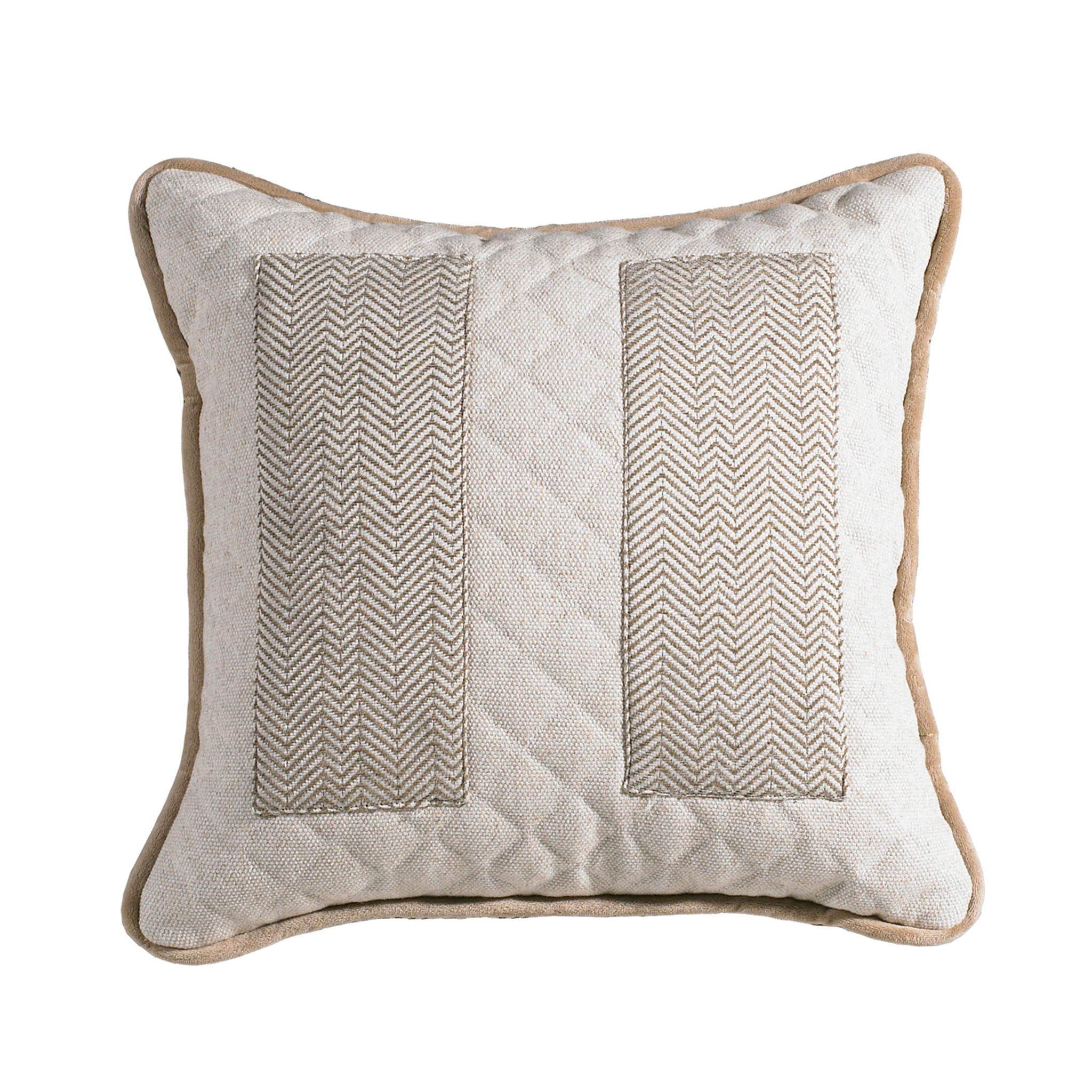 Fairfield - Herringbone Pocket Throw Pillow - Cream / Tan