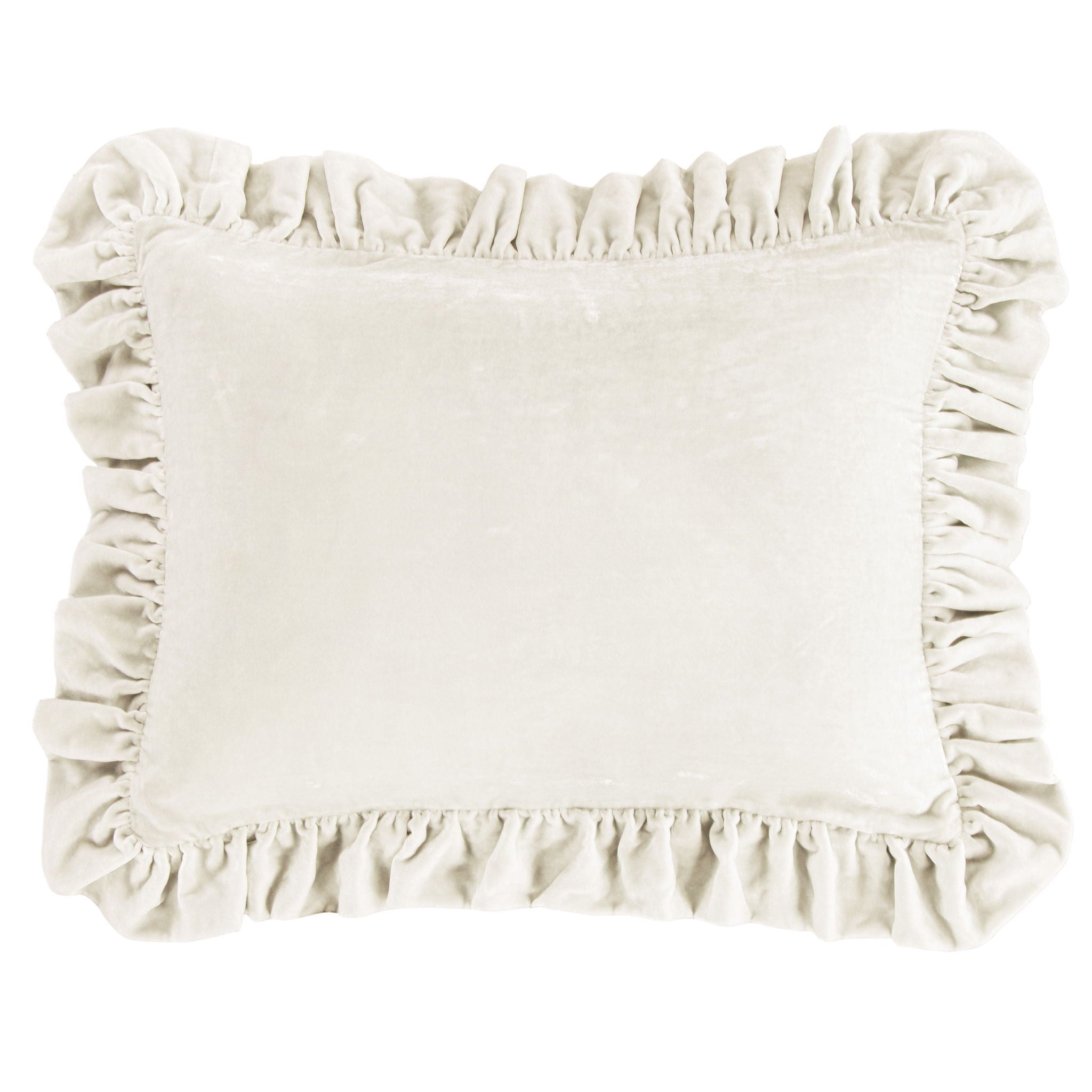 Stella - Faux Silk Velvet Ruffled Dutch Euro Pillow - Stone