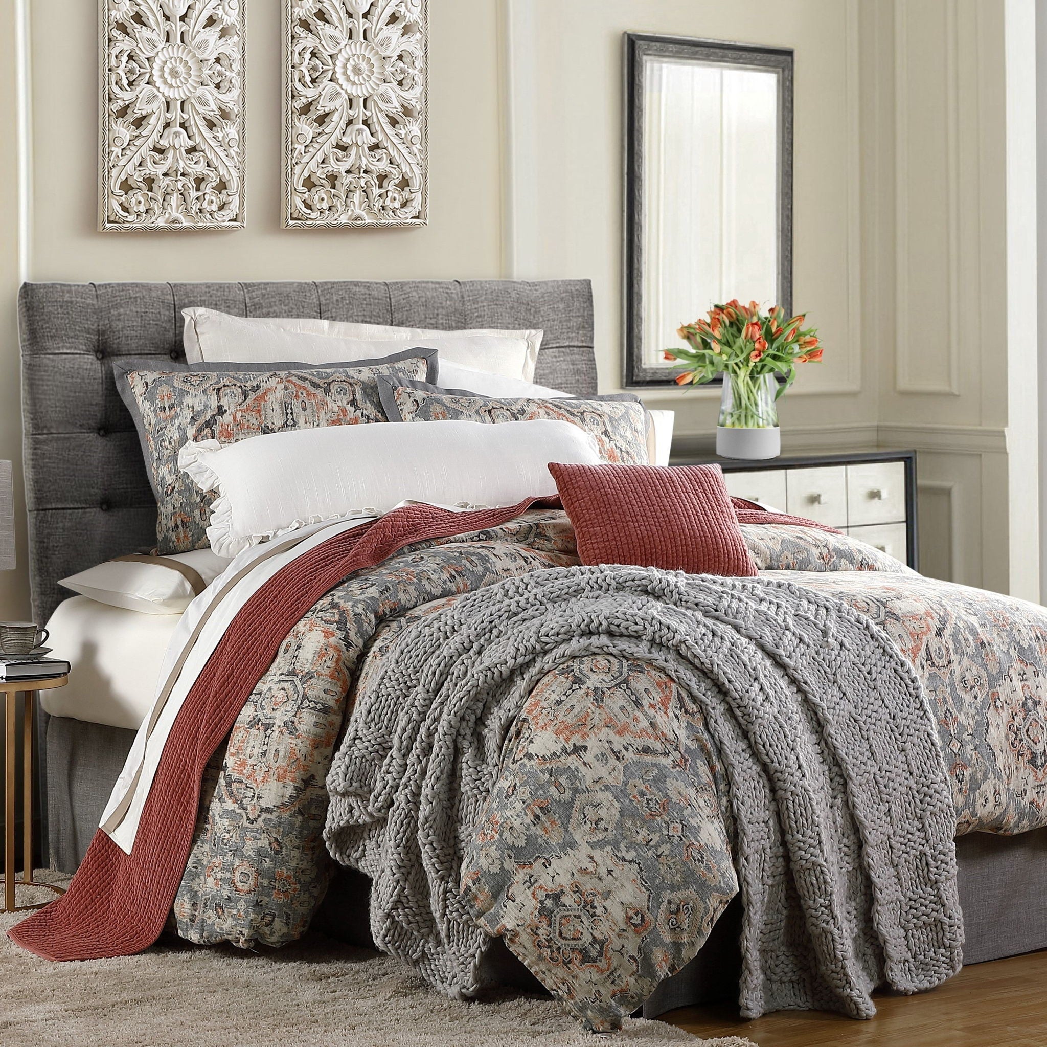 Carmen Kilim - Queen Duvet Cover Set (Set of 3) - Taupe