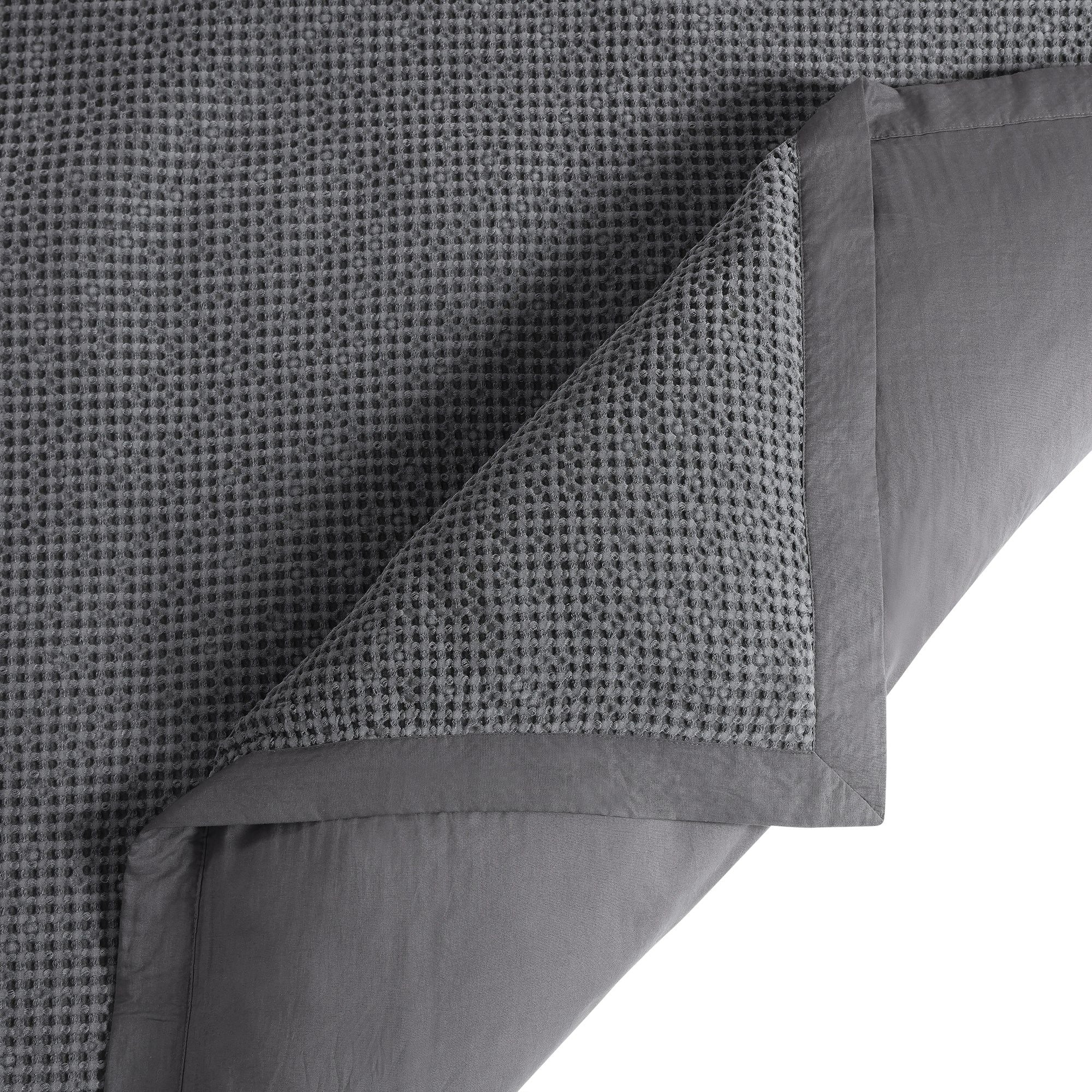 Stonewashed Cotton Waffle Weave - King Duvet Cover Set (Set of 3) - Slate
