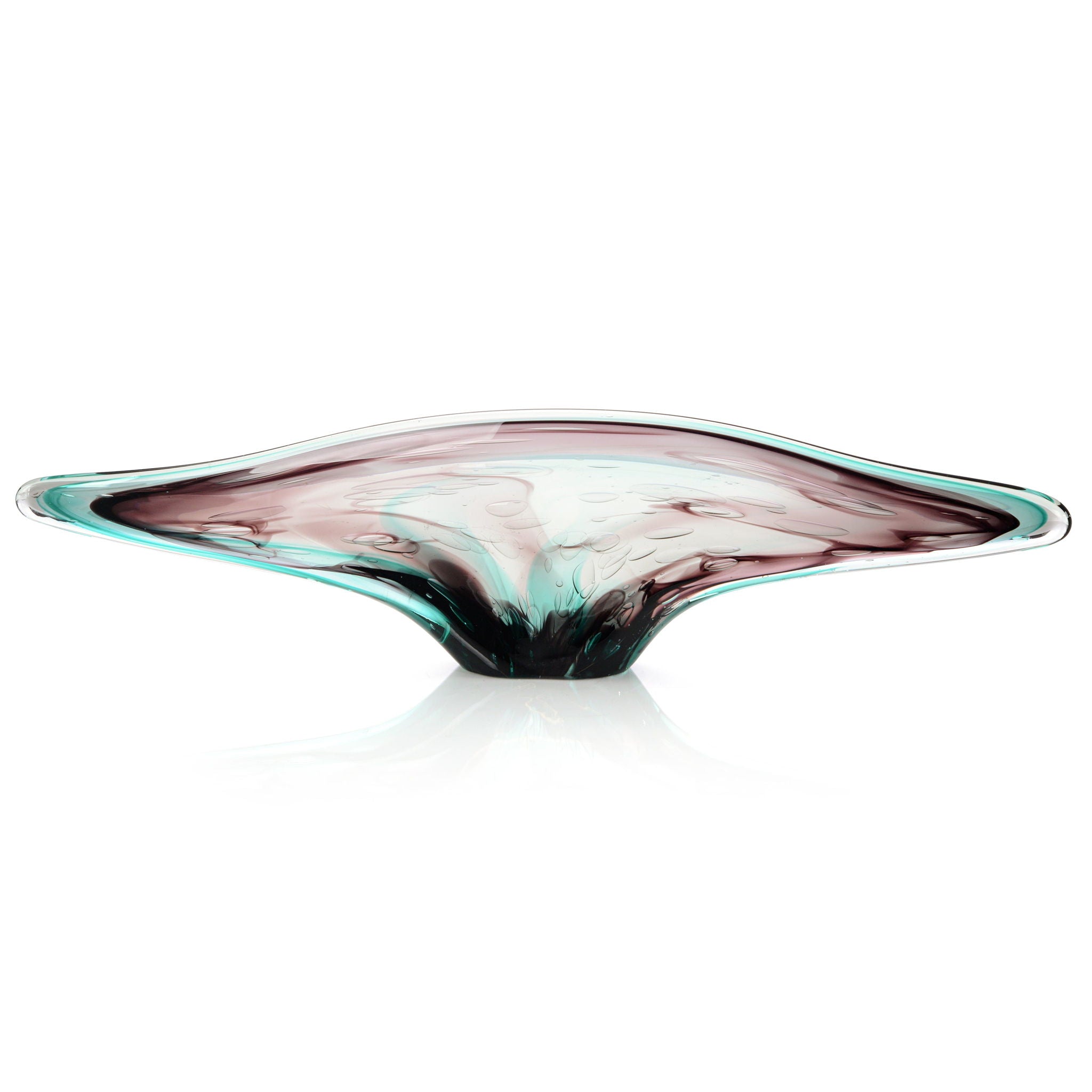 Eggplant Purple and Turquoise Handblown Glass Sculpture I