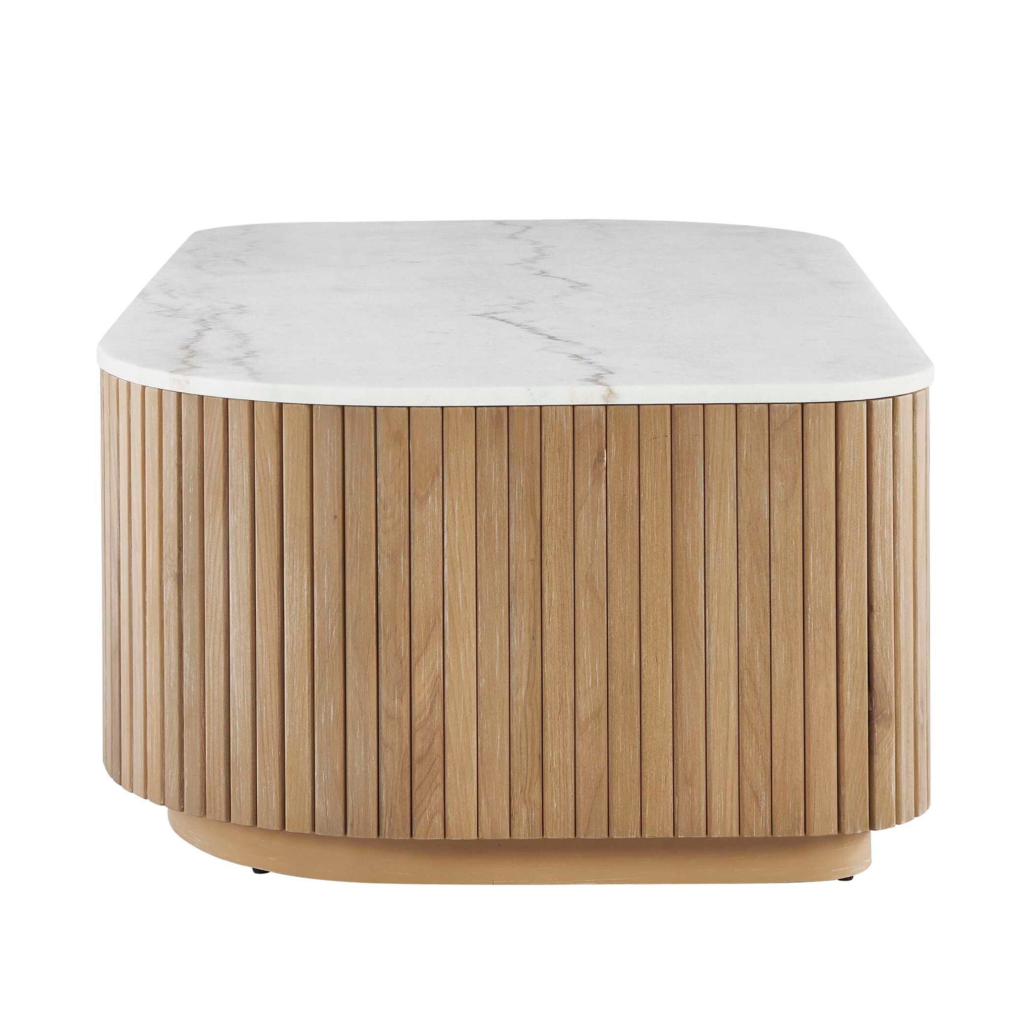 Arik - Marble Top Coffee Table - White / Woodtone