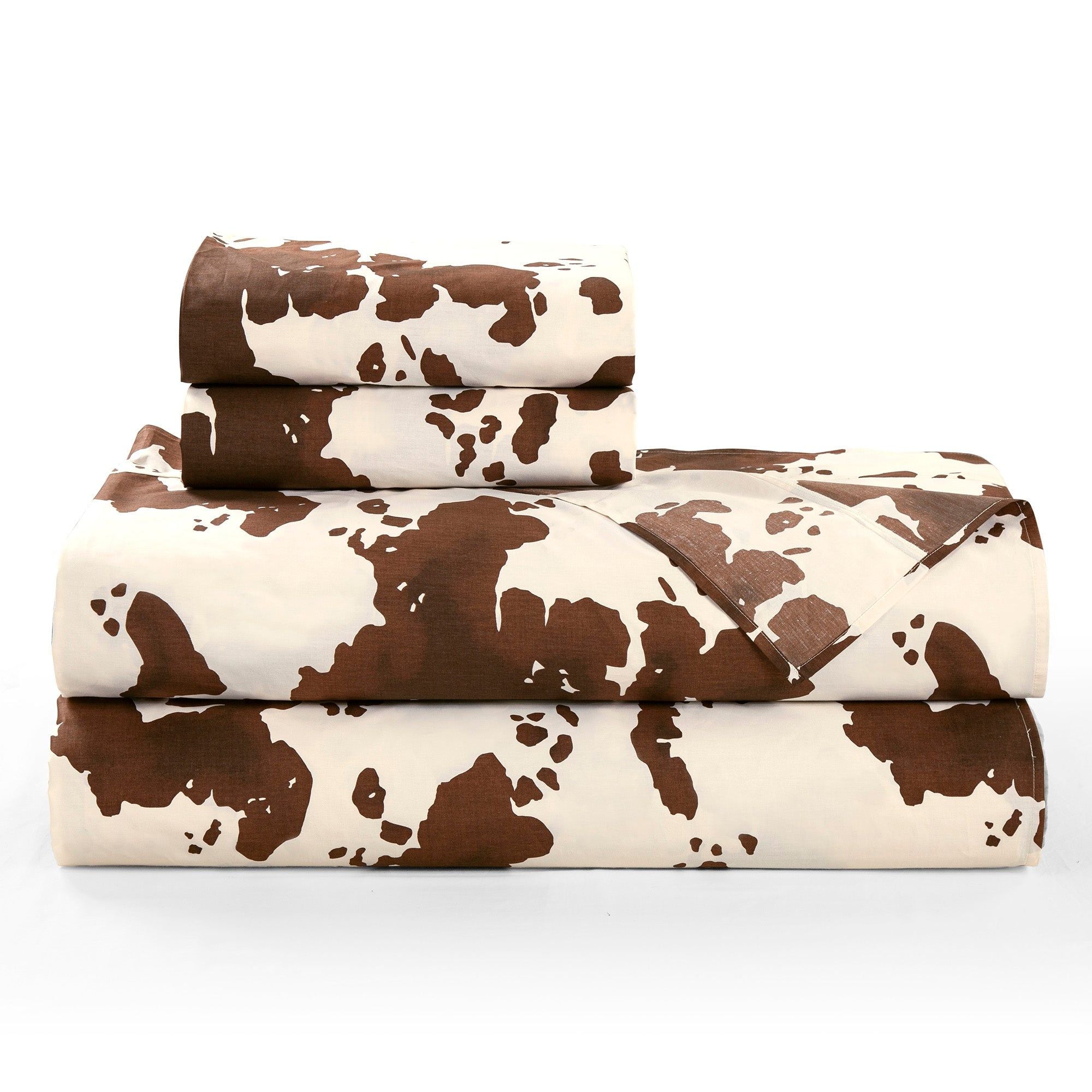 Elsa Cowhide - Queen 200TC Cotton Cowhide Sheet Set (Set of 4) - Chocolate