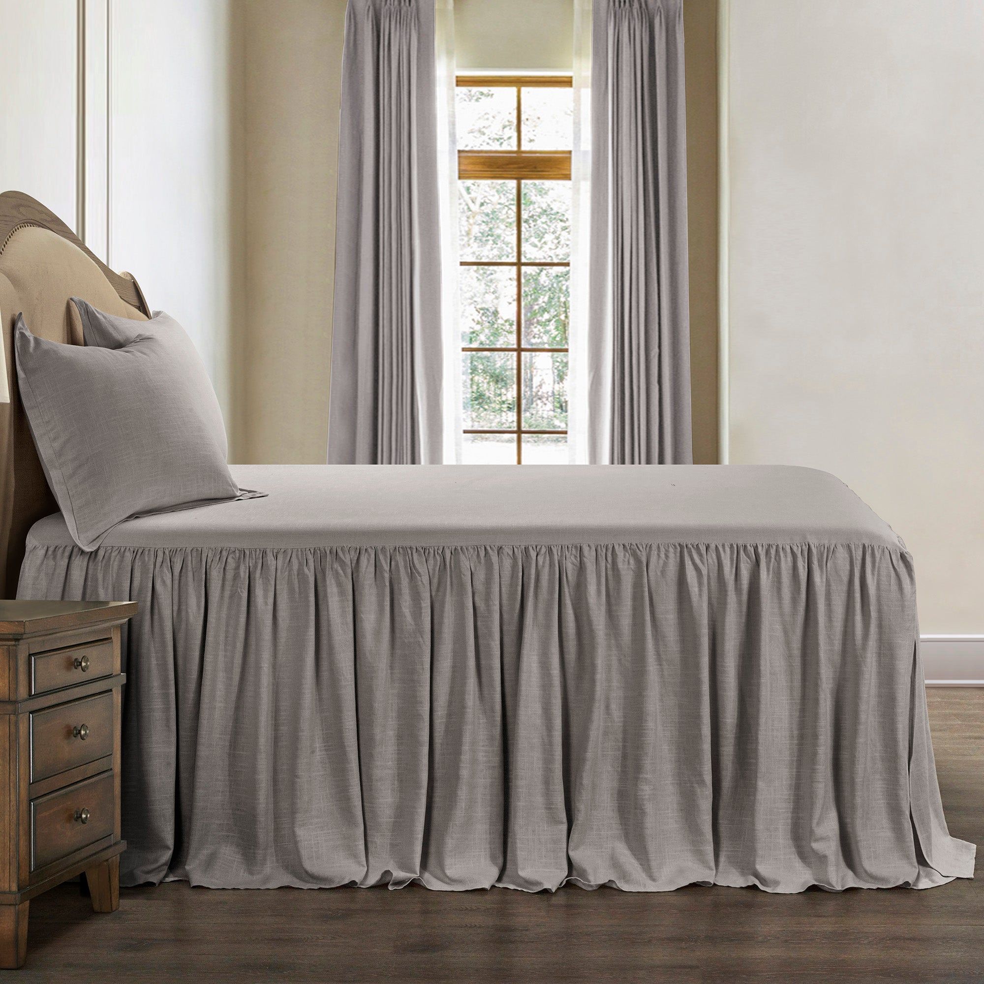 Luna - Queen Washed Linen Bedspread Set (Set of 3) - Taupe