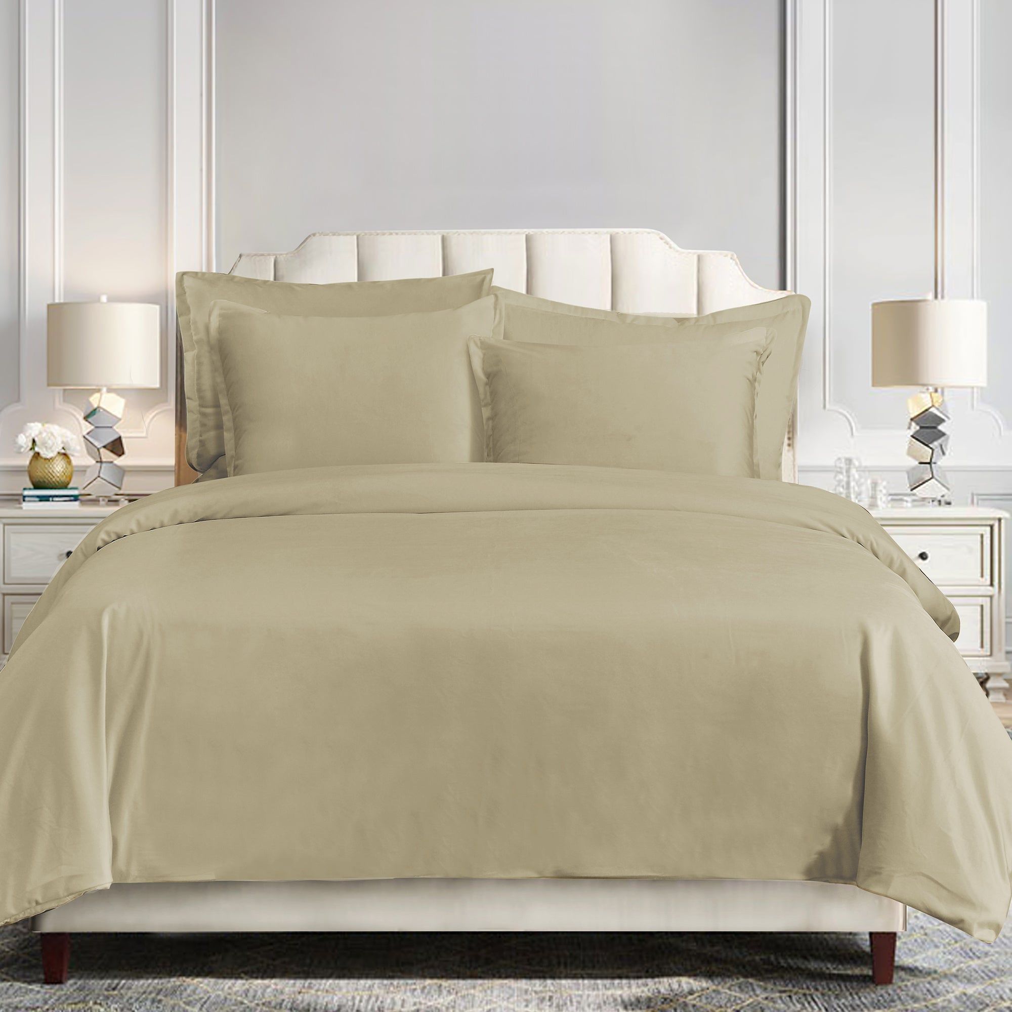 Simone - King Velvet Duvet Cover Set (Set of 3) - Oatmeal