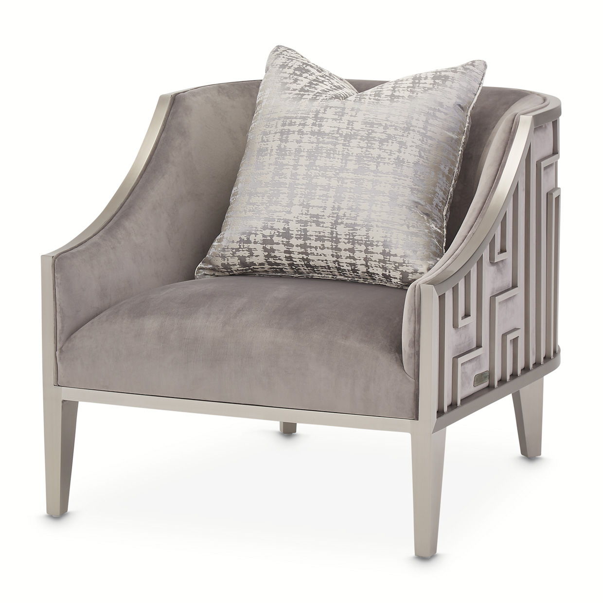 Roxbury Park - Velvet Accent Chair - Gray Pearl / Stainless Steel