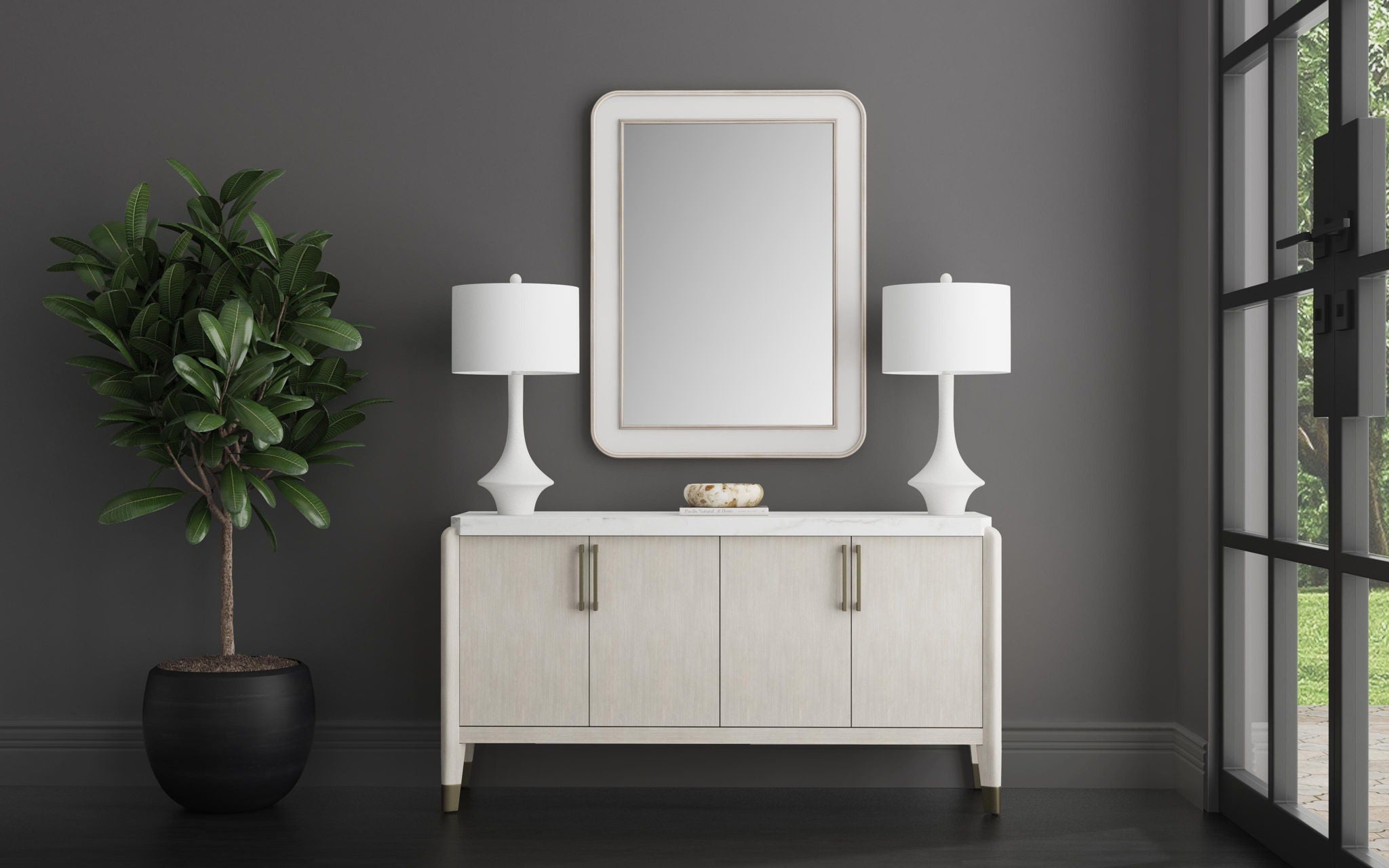 Gavin - Server - Driftwood Oak / White Marble