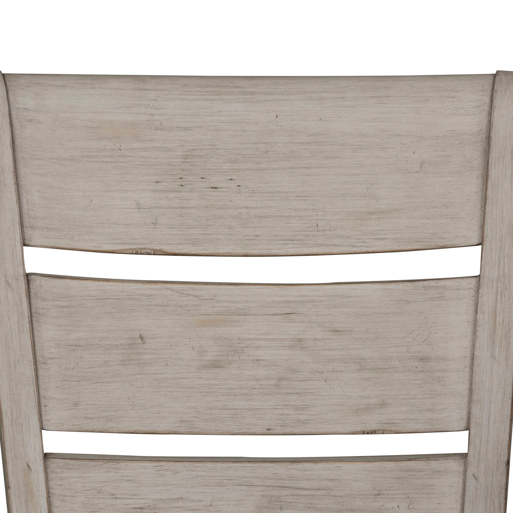 Farmhouse Reimagined - Ladder Back Upholstered Side Chair - Antique White / Chestnut Tops