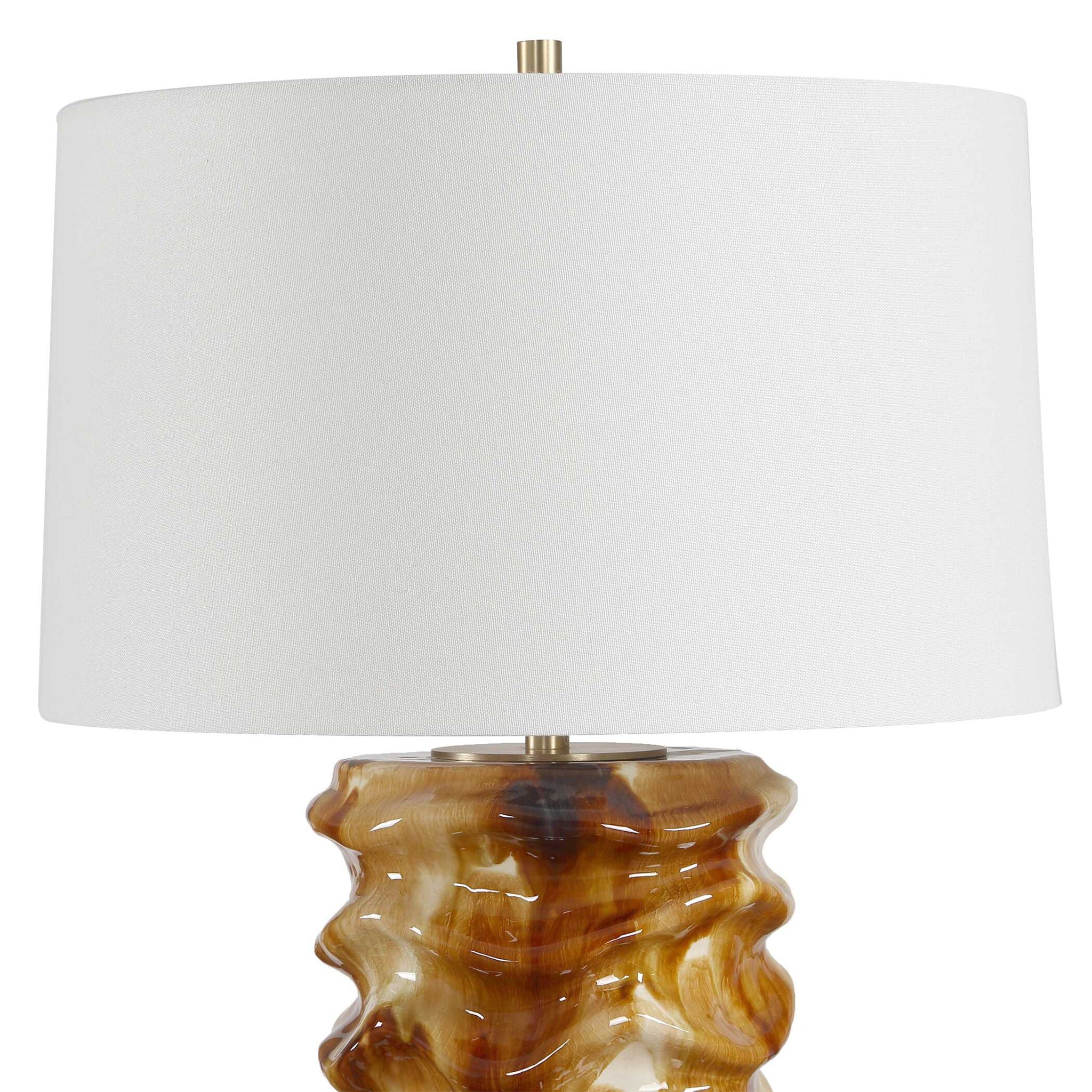 Bassa - Glazed Table Lamp - Brown / Cream