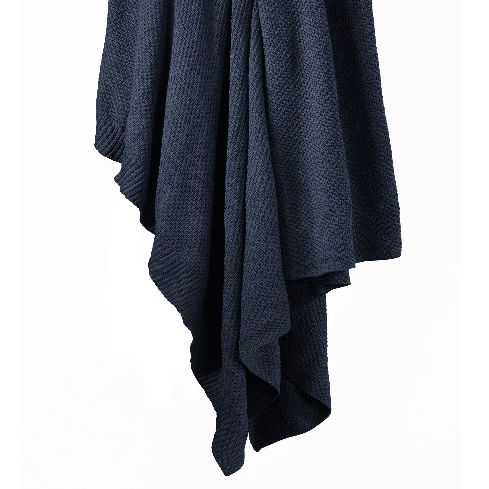 Cotton Knit - Throw Blanket - Navy