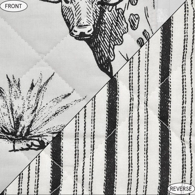 Ranch Life - King Western Toile Reversible Quilt Set (Set of 3) - Black