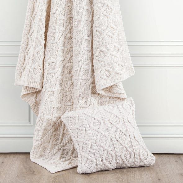 Cable Knit - Soft Diamond Throw Pillow - Cream