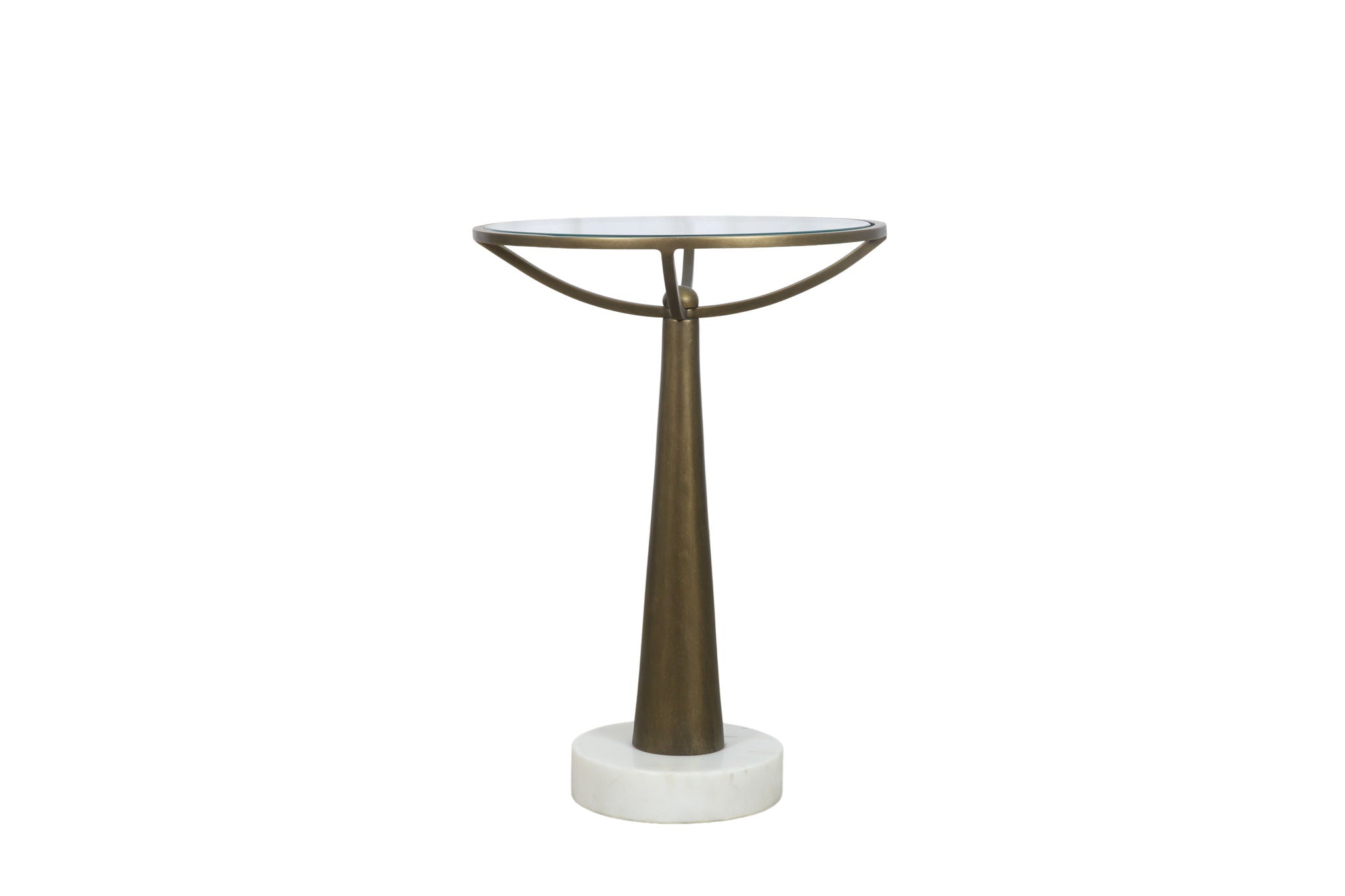 Delgado - Accent Table - Antique Brass / White Marble