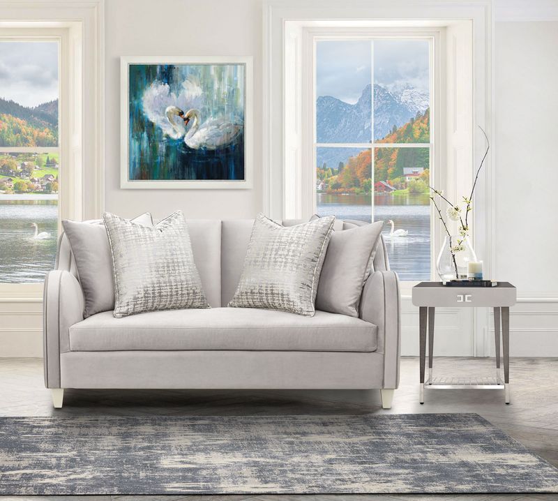 Roxbury Park - Velvet Loveseat - Steel / Slate
