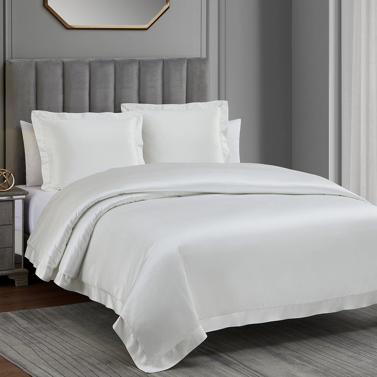 High Shine Satin - King Duvet Cover Set (Set of 3) - White