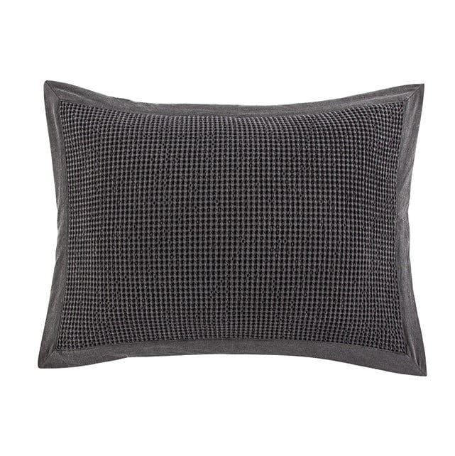 Stonewashed Cotton Waffle Weave - 21" x 34" Pillow Sham Set (Set of 2) - Slate