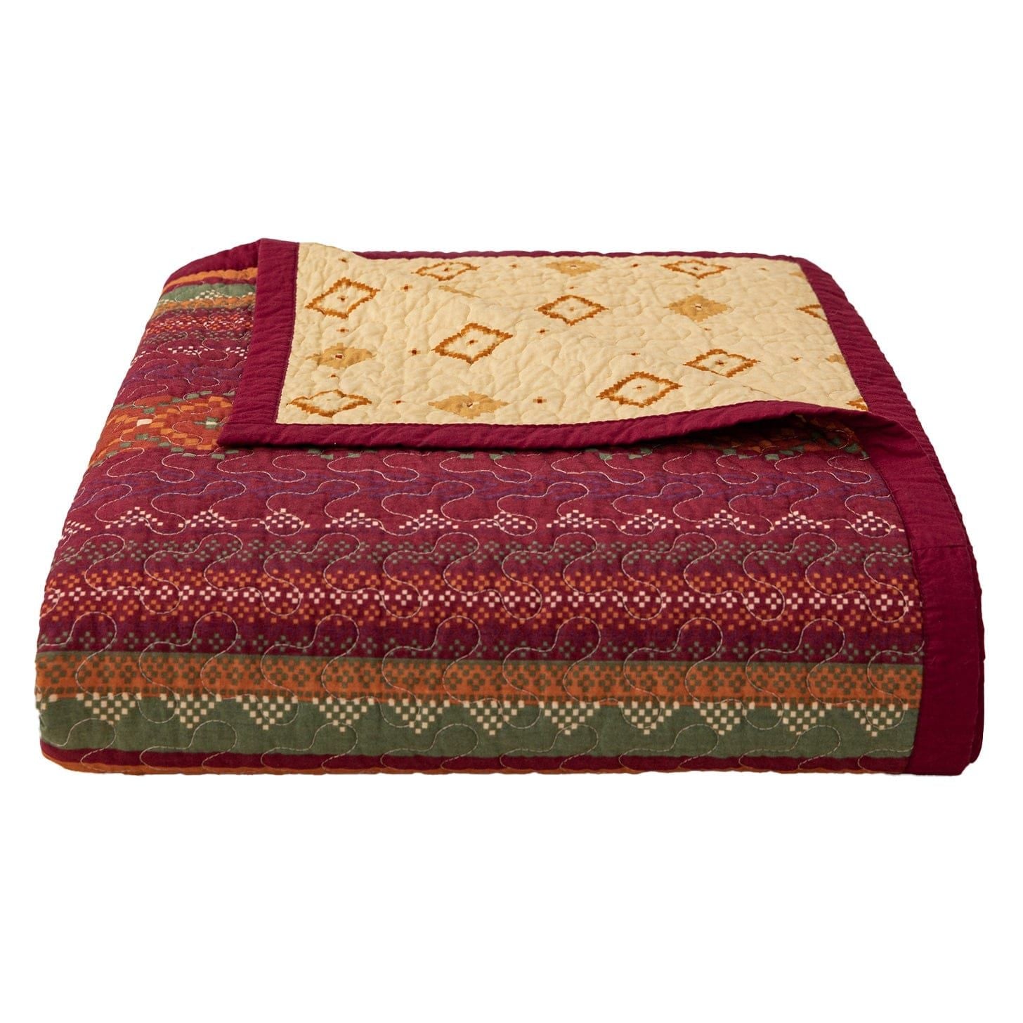 Solace - Full/Queen Reversible Quilt Set (Set of 3) - Red / Orange / Brown