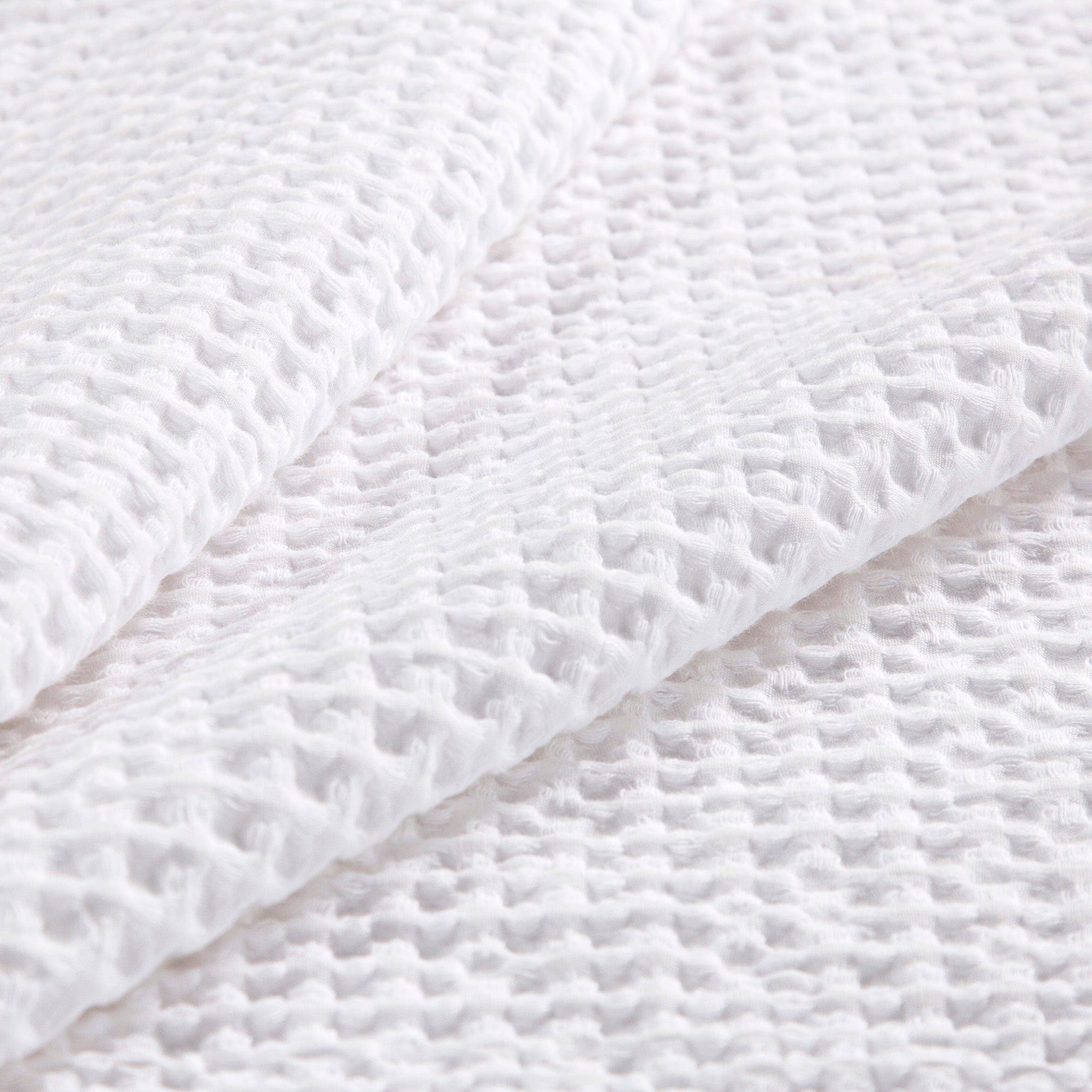 Stonewashed Cotton Waffle Weave - King Duvet Cover Set (Set of 3) - White