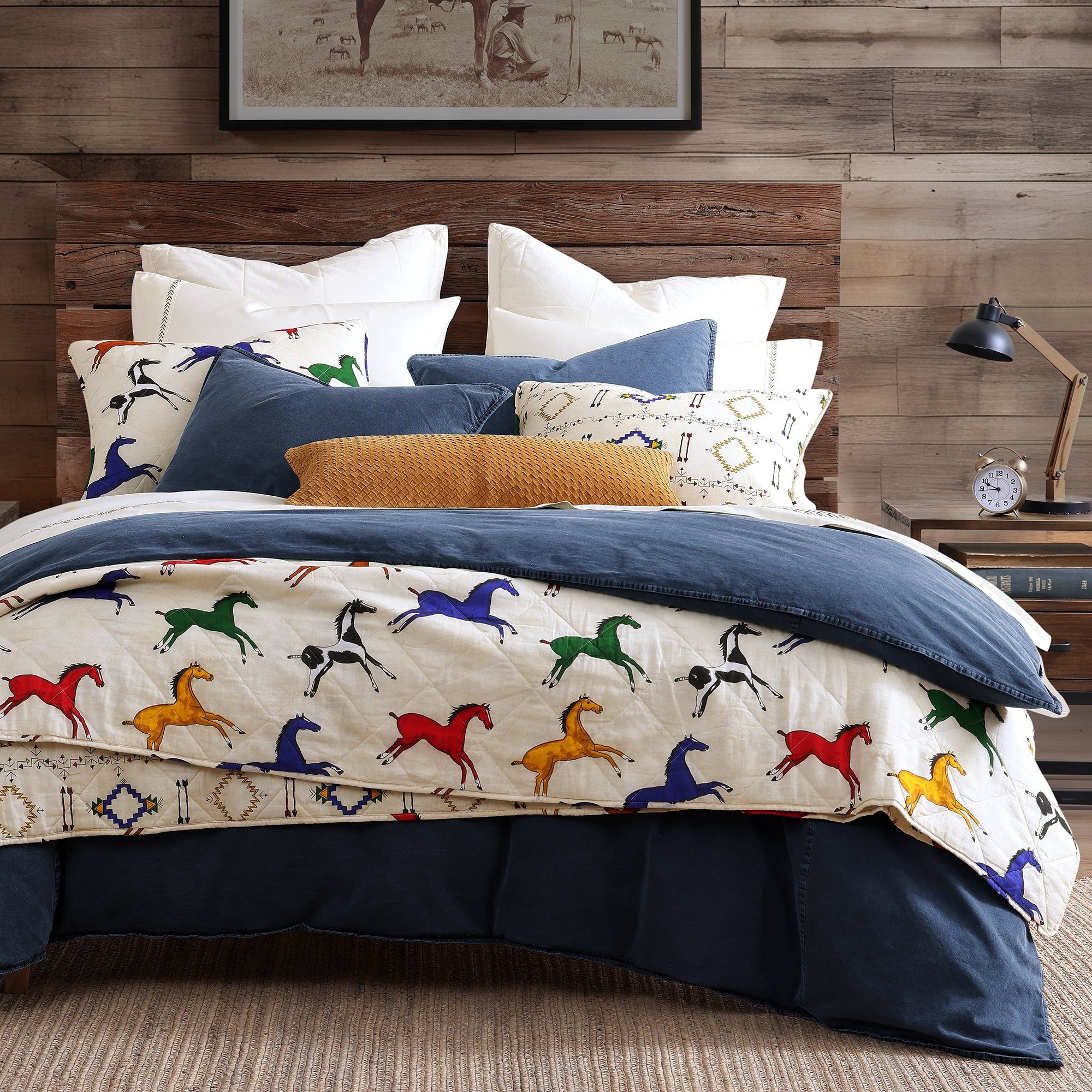 Wild Horses - Full/Queen Reversible Quilt Set (Set of 3) - Multi Color