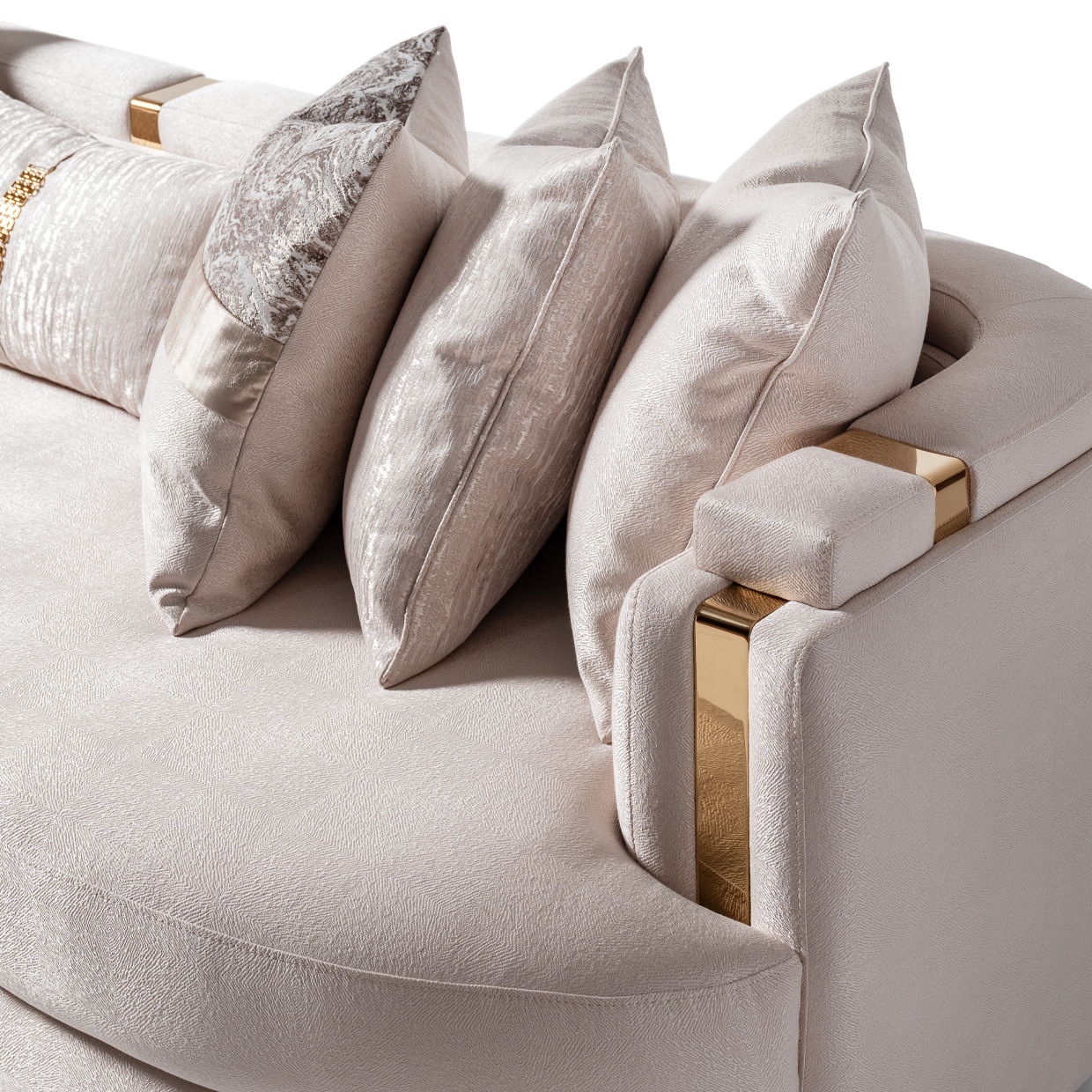 Carmela - Mansion Sofa - Almond / Gold
