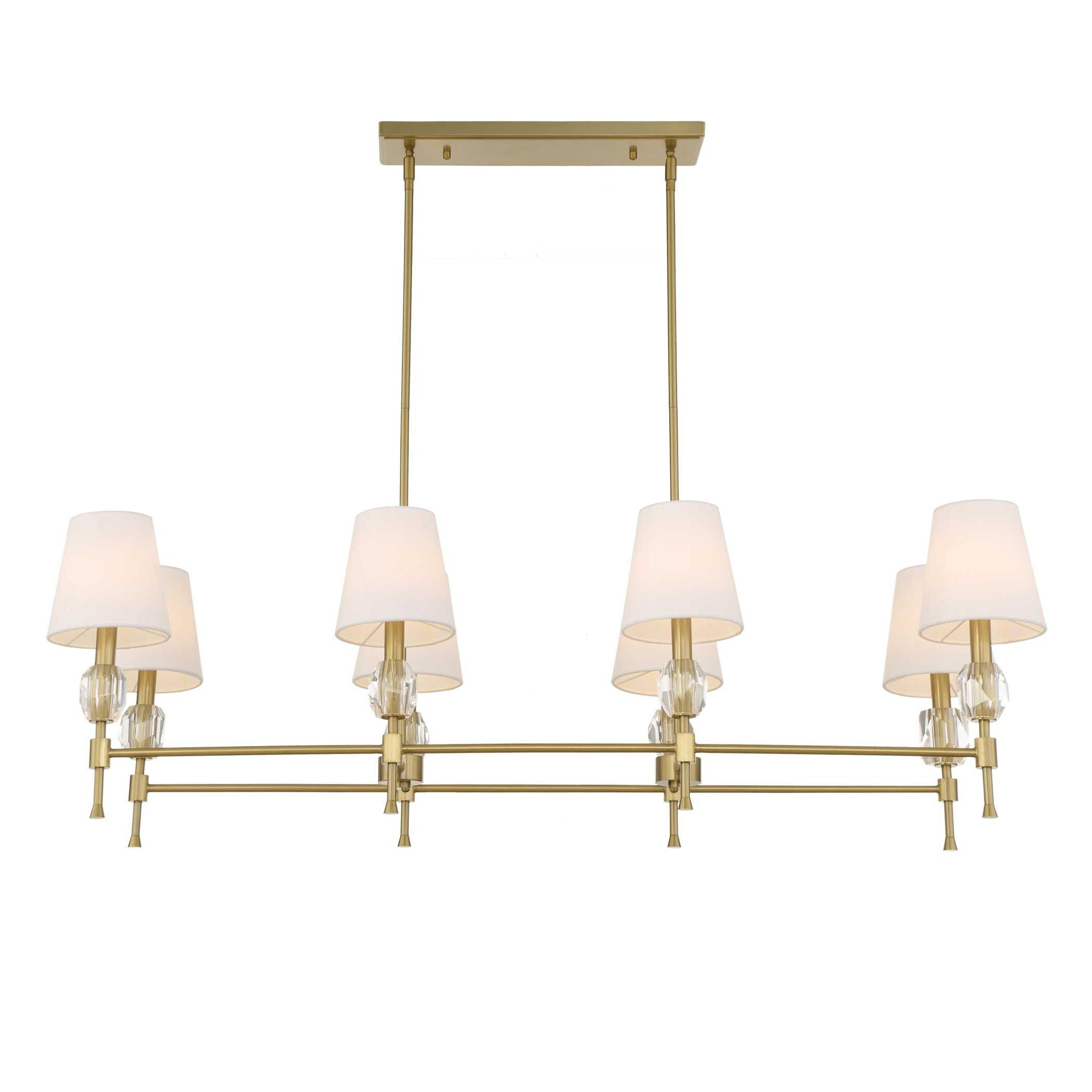 Arques - 8 Light Linear Chandelier - White / Gold