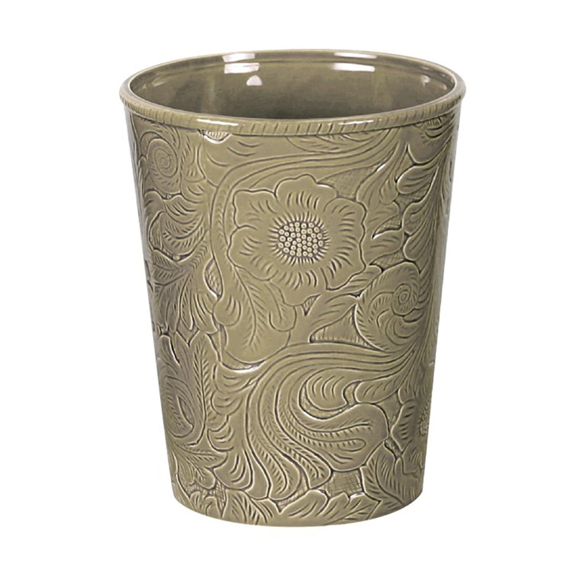 Savannah - Ceramic Wastebasket, 2 Per Carton - Taupe