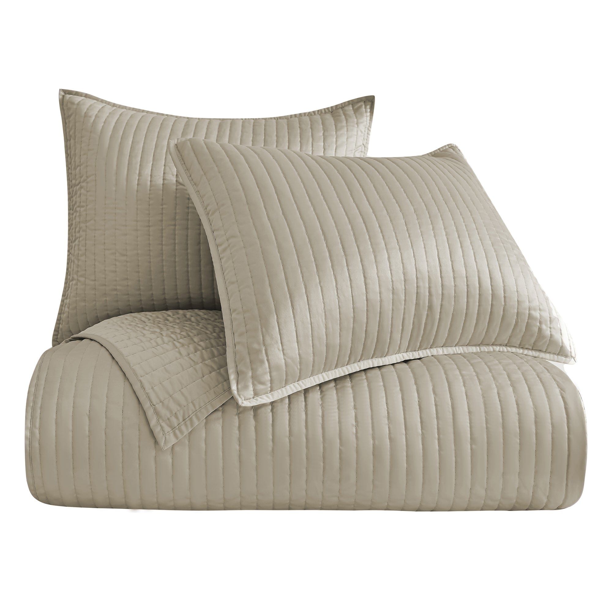 Satin Channel - Full/Queen Quilt Set (Set of 3) - Taupe