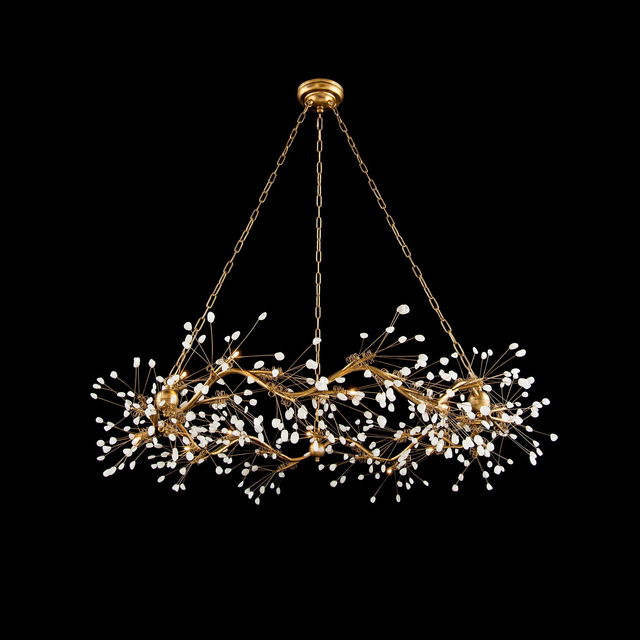 Waving Twelve-Light Stone, Quartz Chandelier