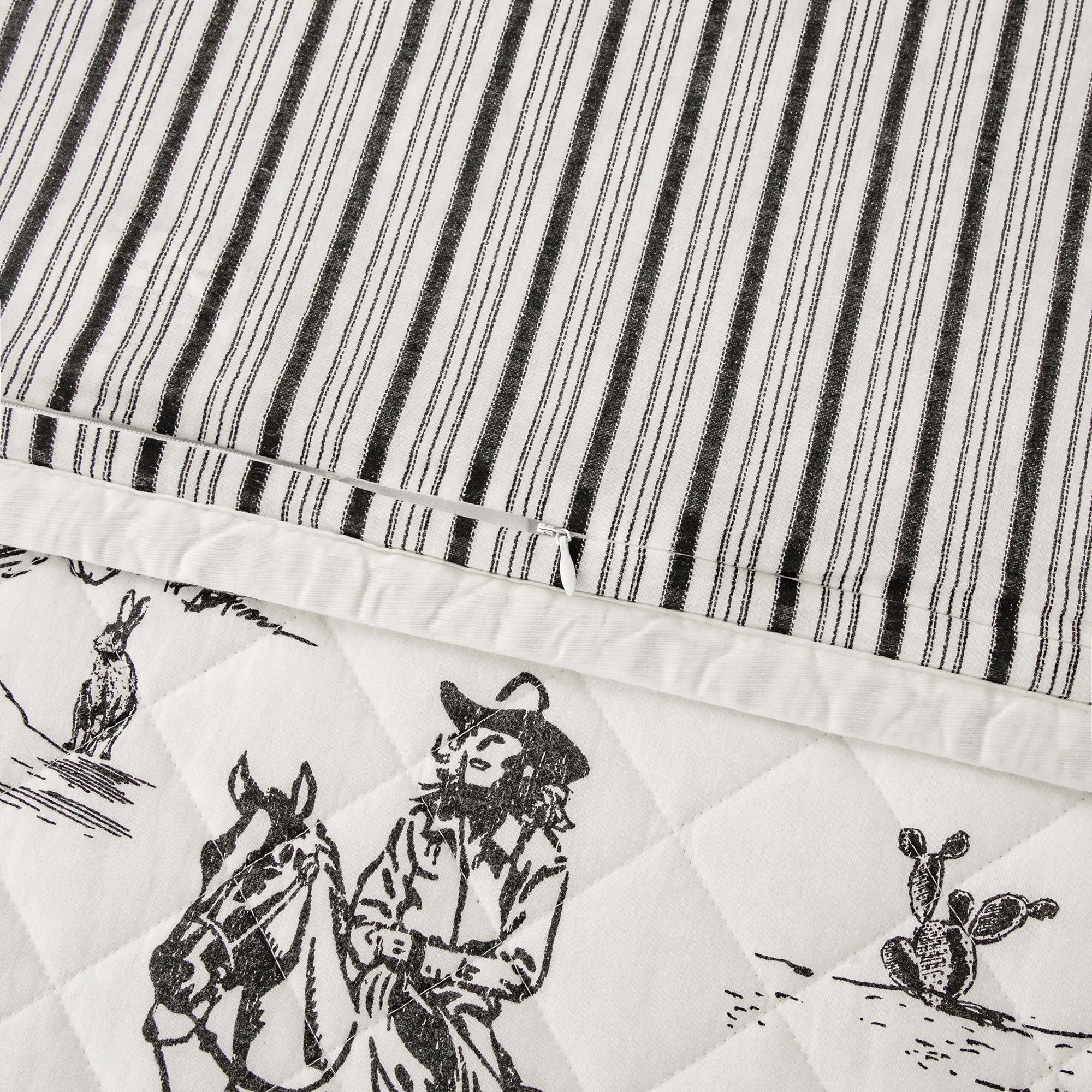 Ranch Life - Twin Western Toile Reversible Quilt Set (Set of 2) - Black