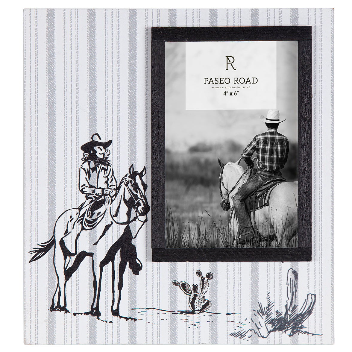 Ranch Life - 4" x 6" Picture Frame Cowgirl, 4 Per Carton - Black / White