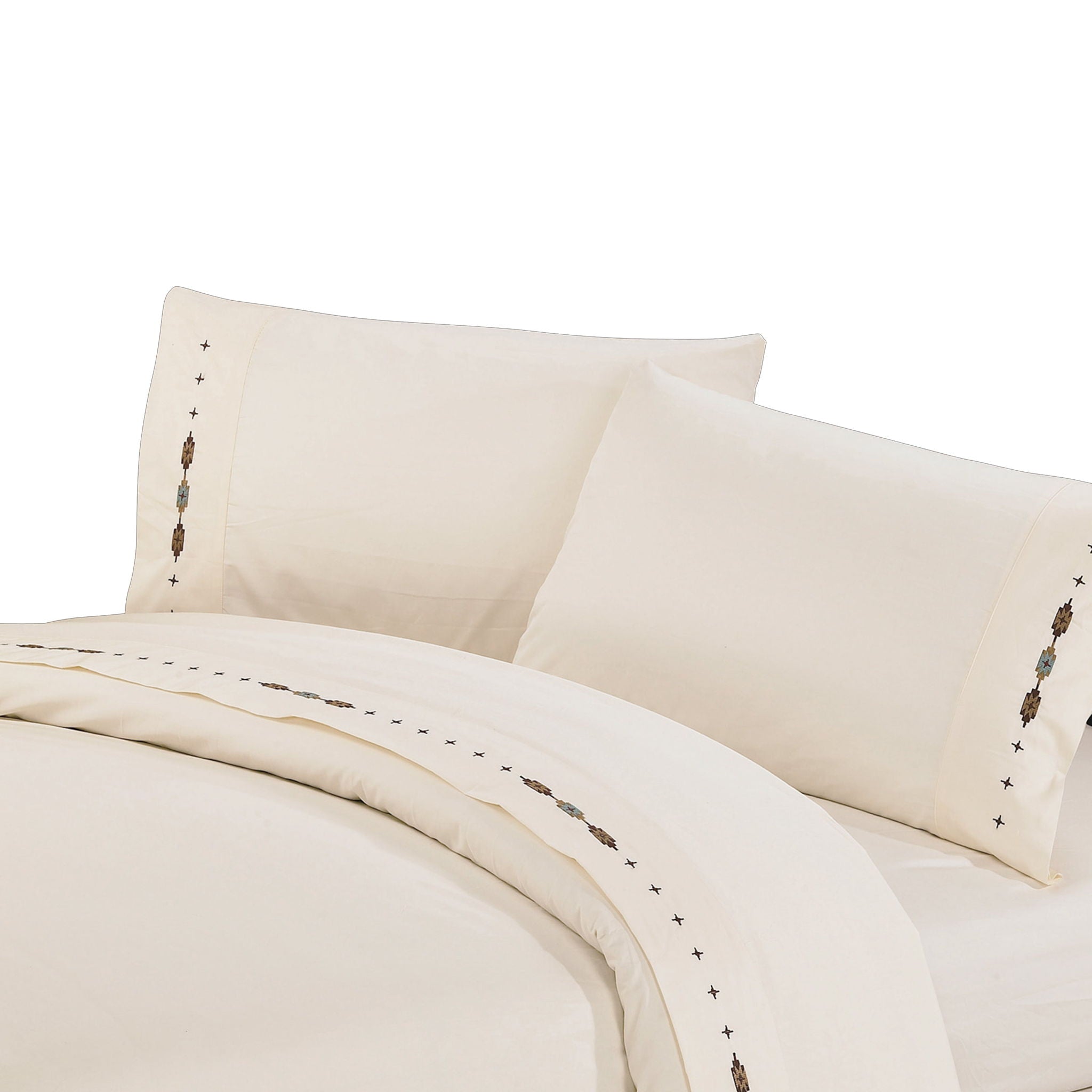 Socorro - Queen 350TC Embroidered Sheet Set (Set of 4) - Cream