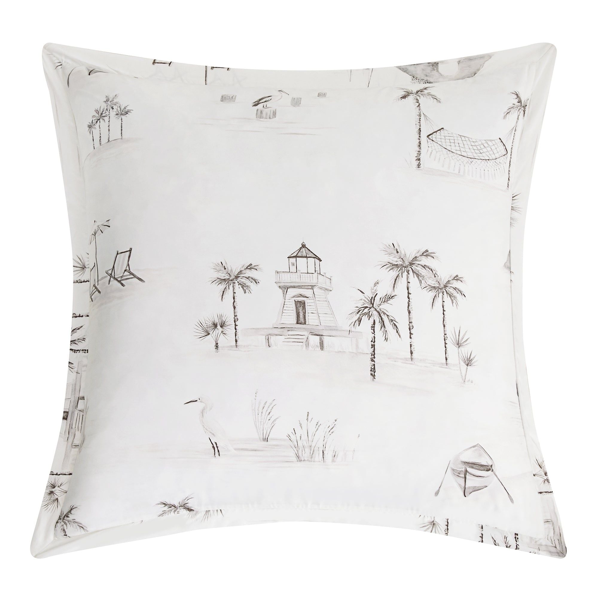 Lyocell - Seaside Eucalyptus Euro Sham - White / Taupe