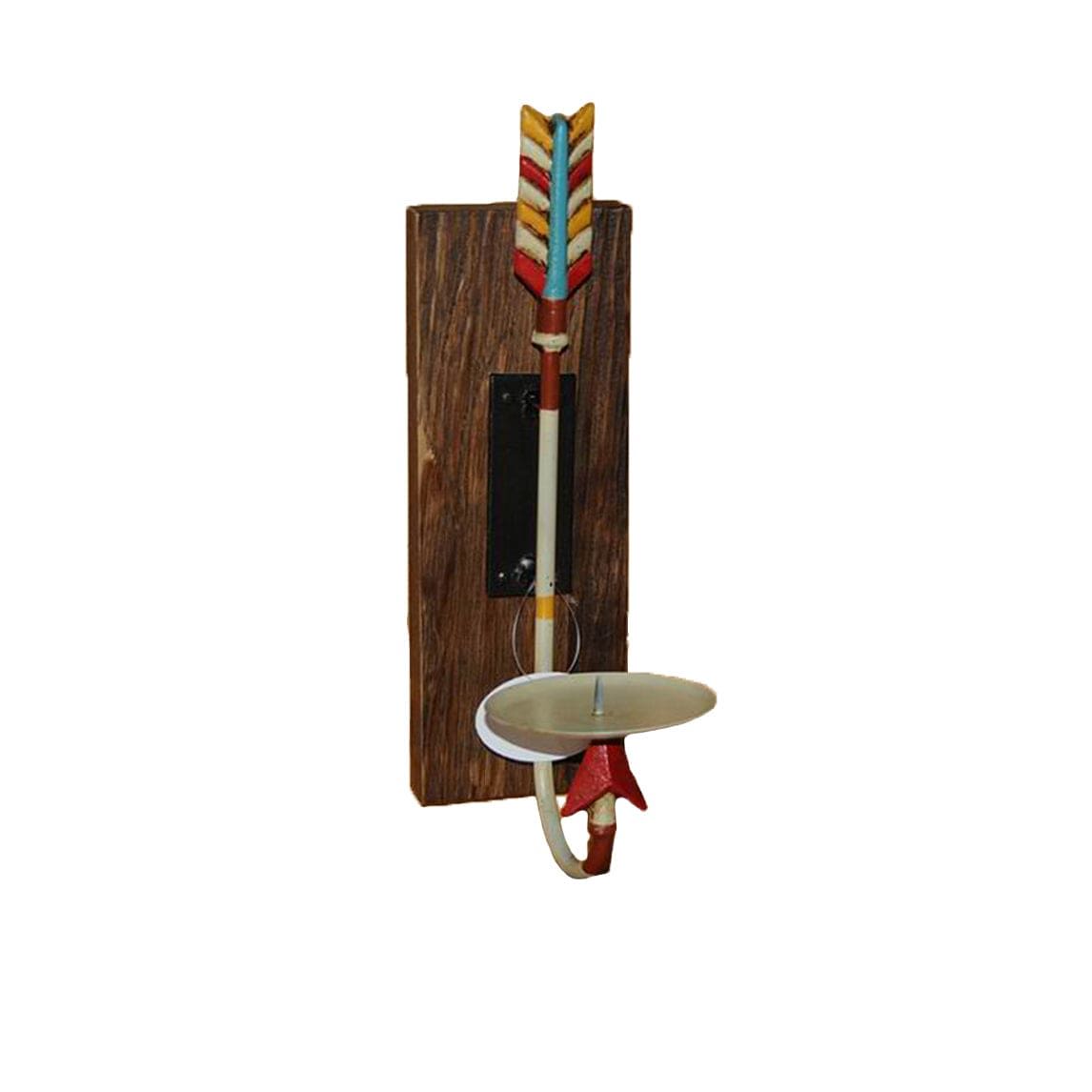 Wall Décor - Metal Arrow & Wooden Pillar Wall Sconce, 4 Per Carton - Brown