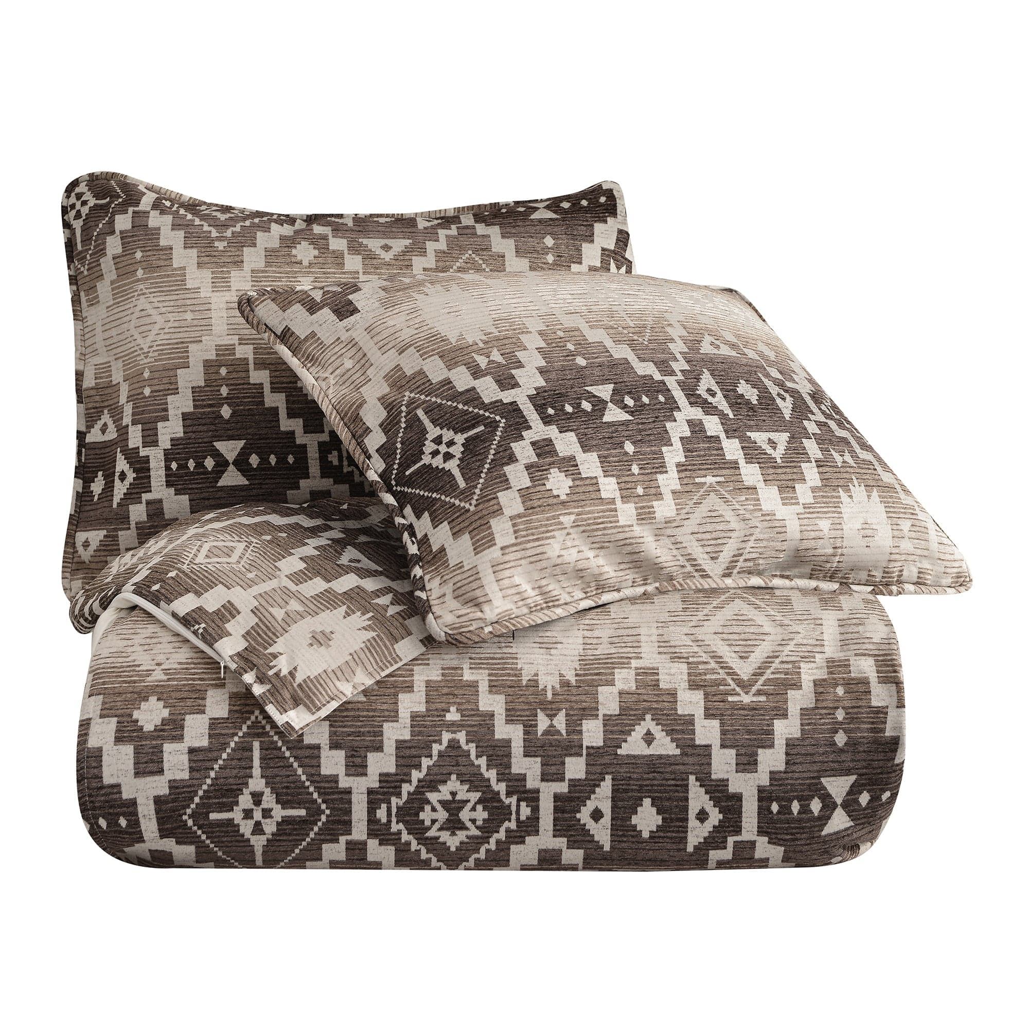 Chalet - Full Aztec Comforter Set (Set of 3) - White / Brown