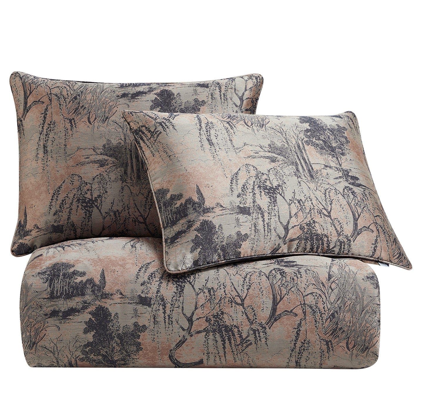 Pastoral Jacquard - King Duvet Cover Set (Set of 3) - Rose Gold