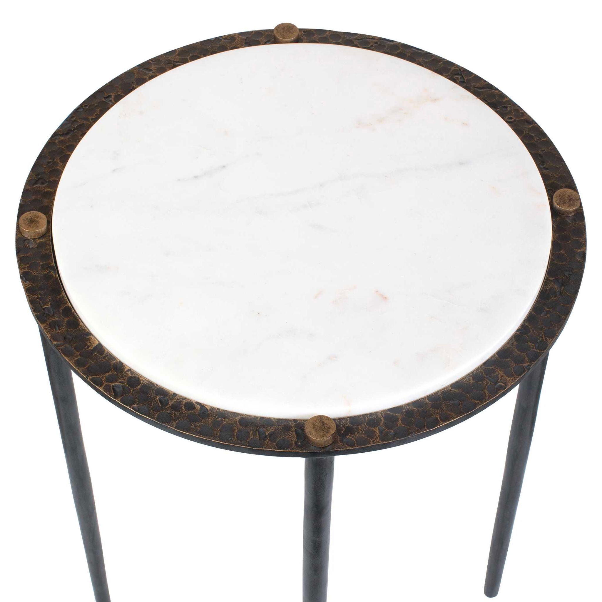 Wren - Round Marble Accent Table - Bronze / White