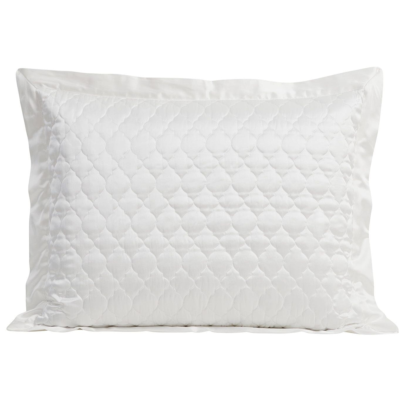 High Shine Satin - 21" x 34" Quatrefoil Quilt Pillow Sham Set (Set of 2) - White