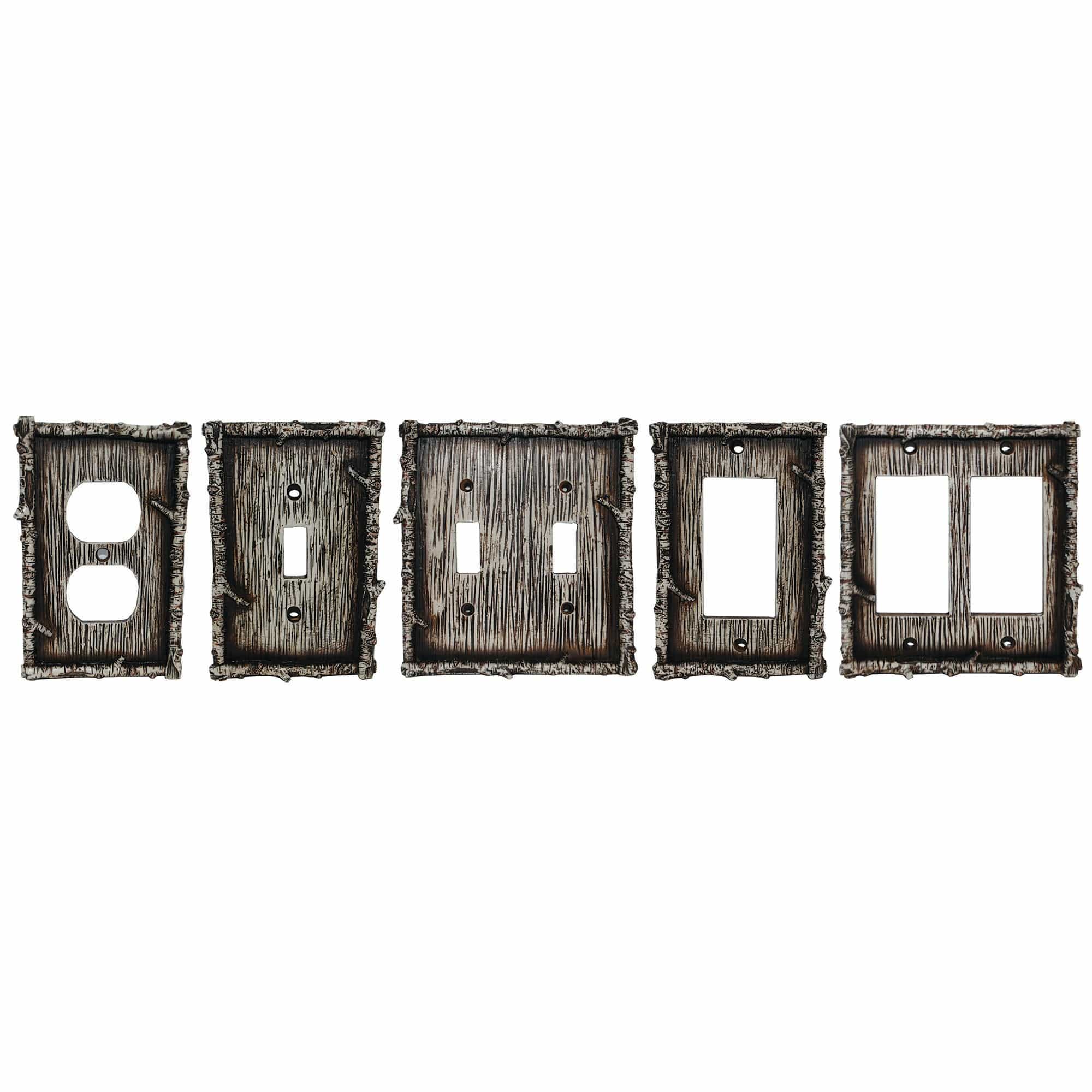 Birch Twig Switch Plate - 5" x 3.5" Birch Twig Single Wall Switch Plate 4 Per Carton - Multi