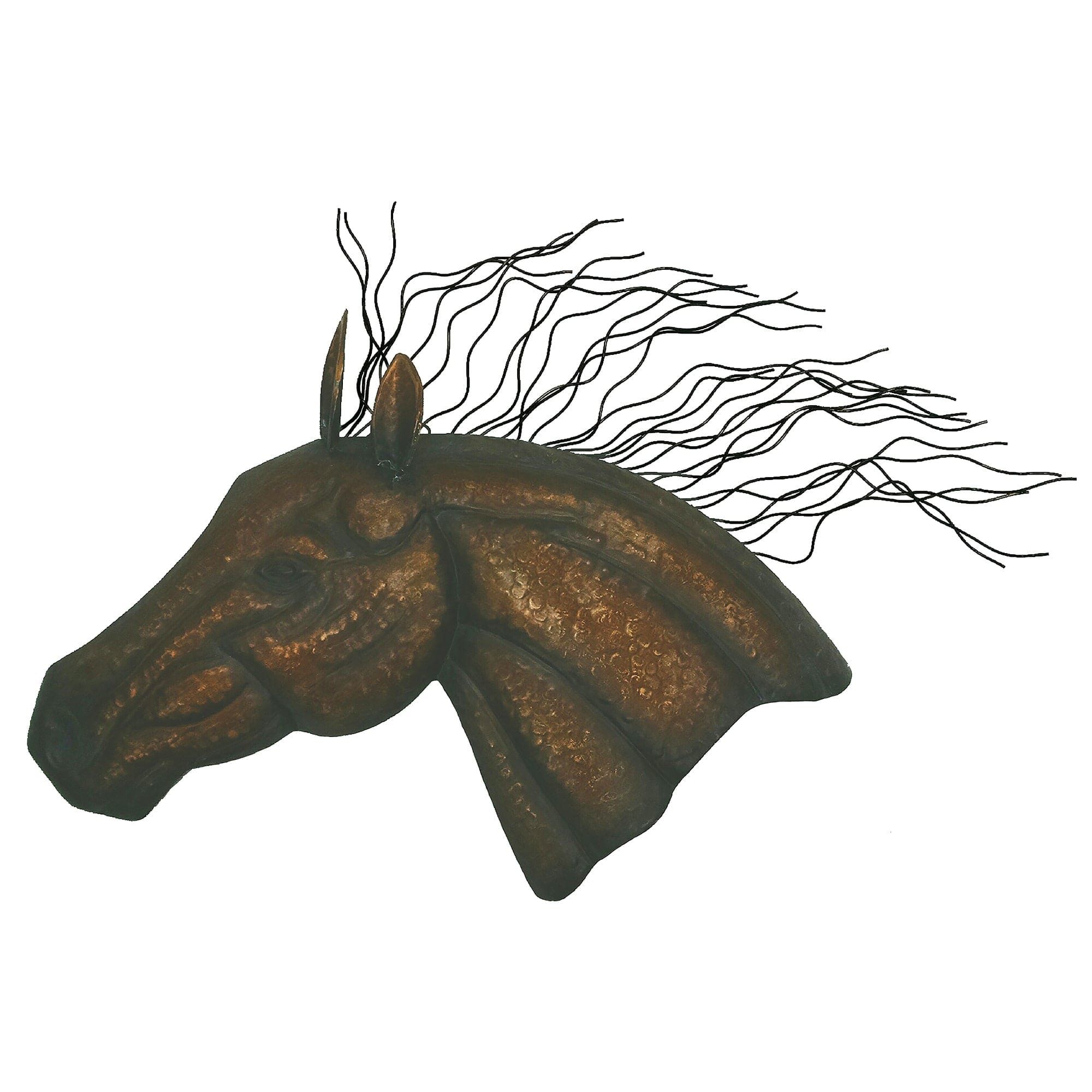 Wall Décor - 18.1" x 29.9" Large Horse Head Forged Metal Wall Sculpture 2 Per Carton - Brown
