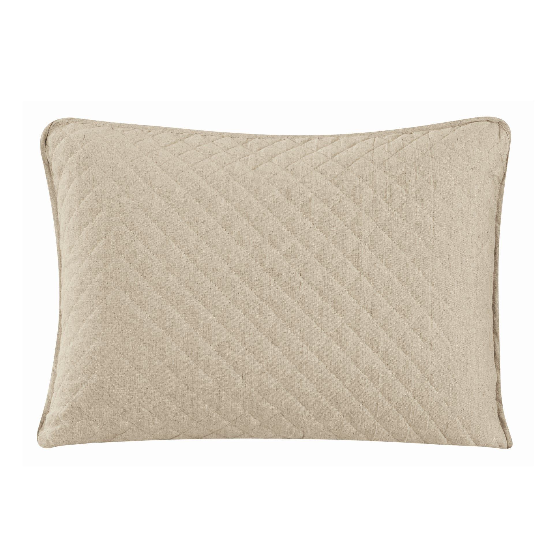 Anna - 21" x 27" Diamond Quilted Pillow Sham Set (Set of 2) - Light Tan