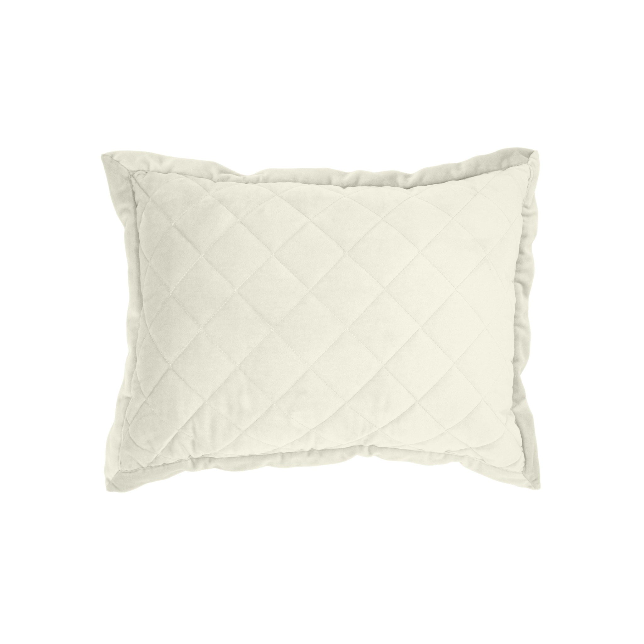 Velvet Diamond - Quilted Boudoir Pillow - Cream
