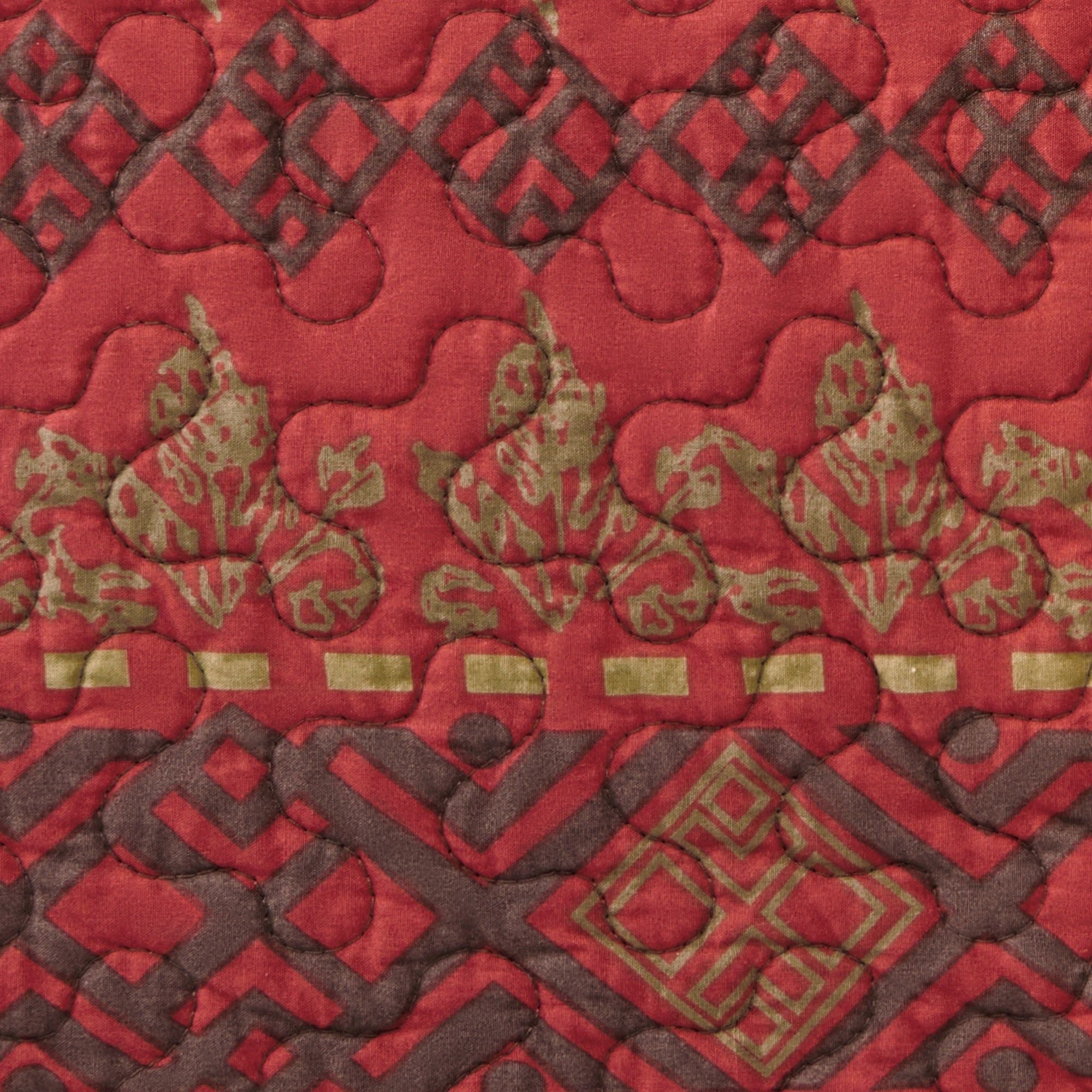 Rushmore - Full/Queen Reversible Quilt Set (Set of 3) - Red / Brown