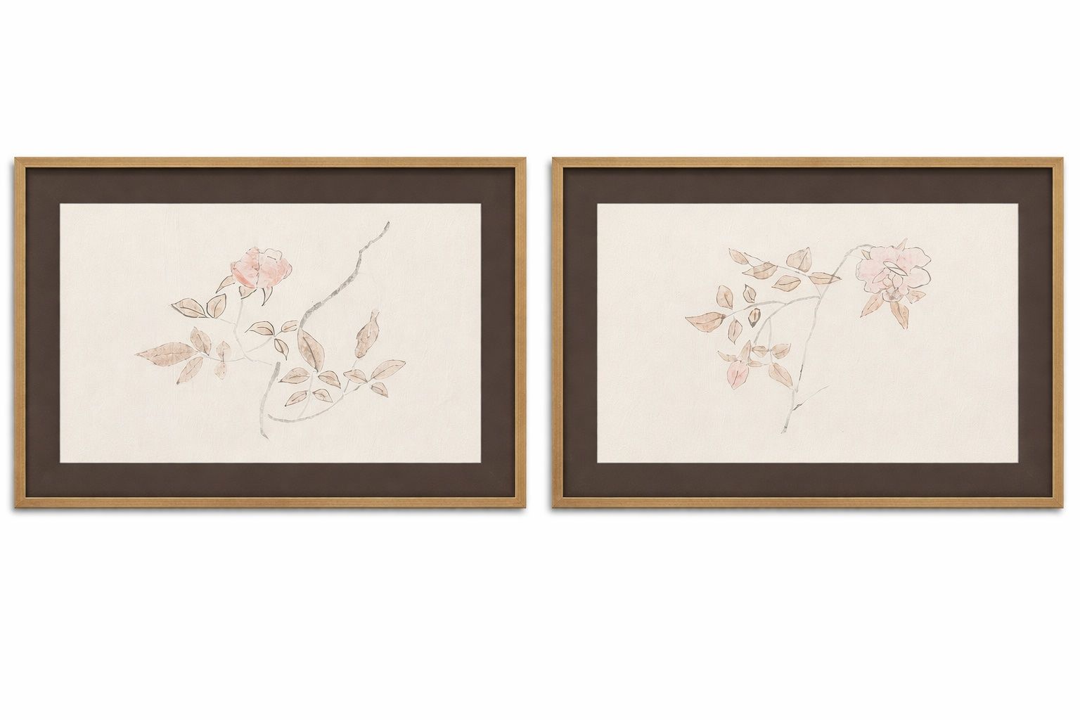 Delicate Rose Framed Print (Set of 2) - Cream