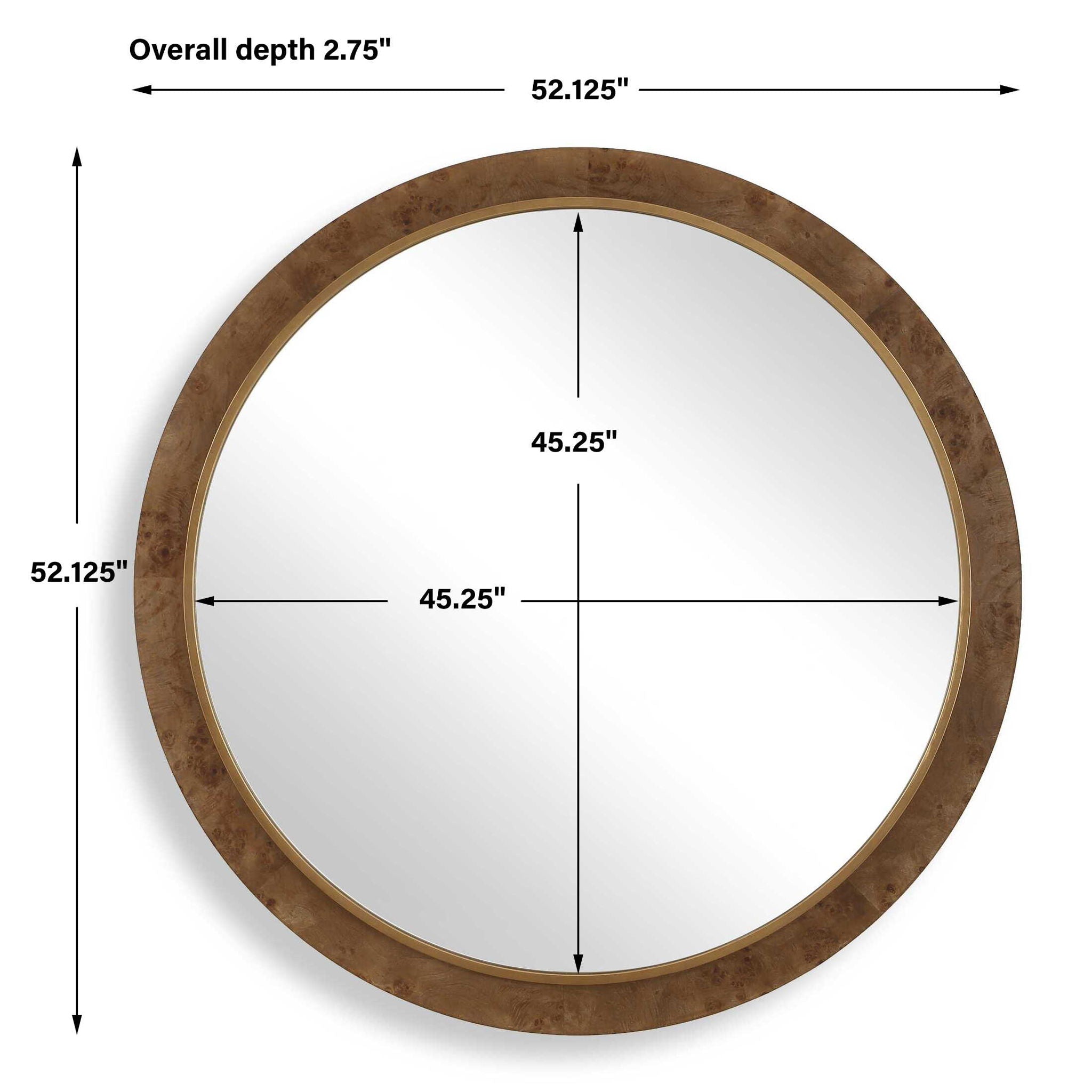 Cleveland - Round Burl Wood Mirror - Woodtone