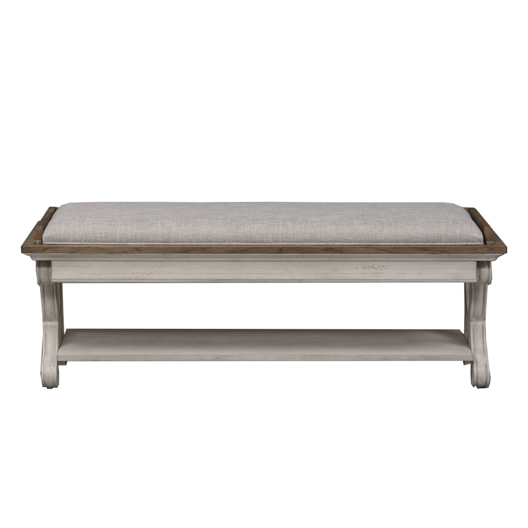 Farmhouse Reimagined - Bed Bench - Antique White / Chestnut Tops